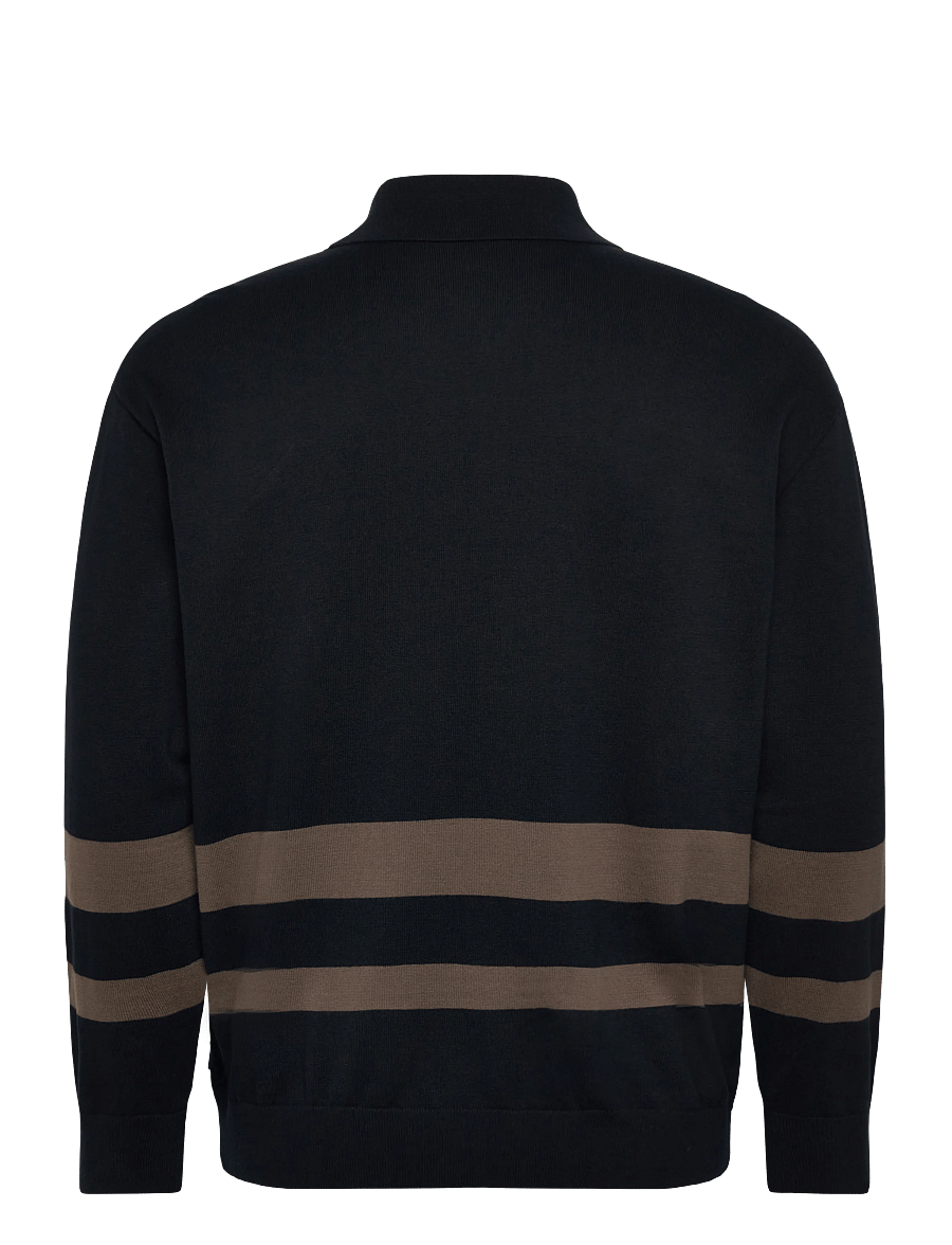 Armani Exchange - KNIT POLO - langärmelige strick-polohemden - deep navy/major brow - 2