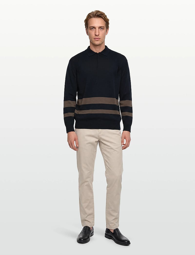 Armani Exchange - KNIT POLO - langärmelige gestrickte polohemden - deep navy/major brow - 0