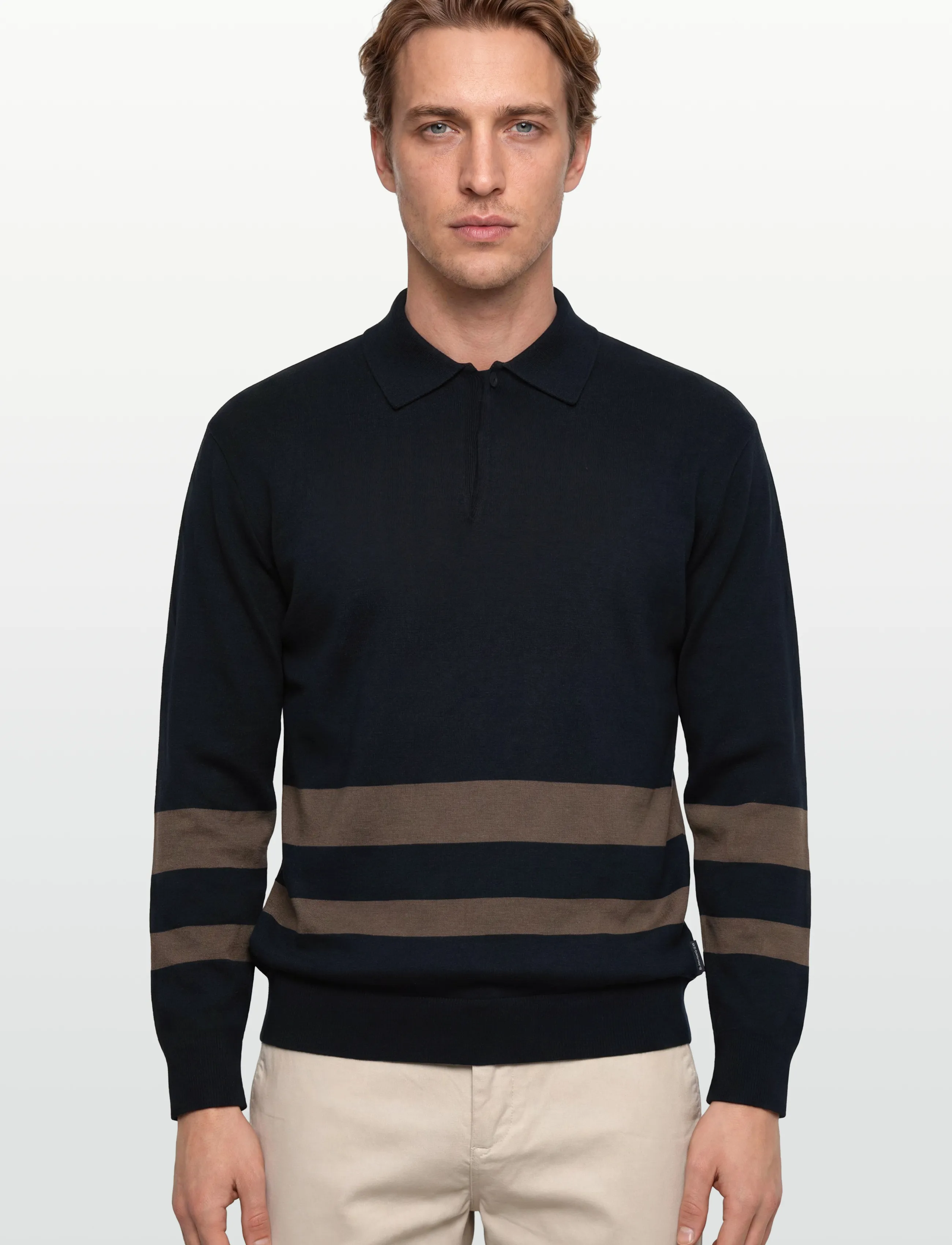 Armani Exchange - KNIT POLO - stickat - deep navy/major brow - 3