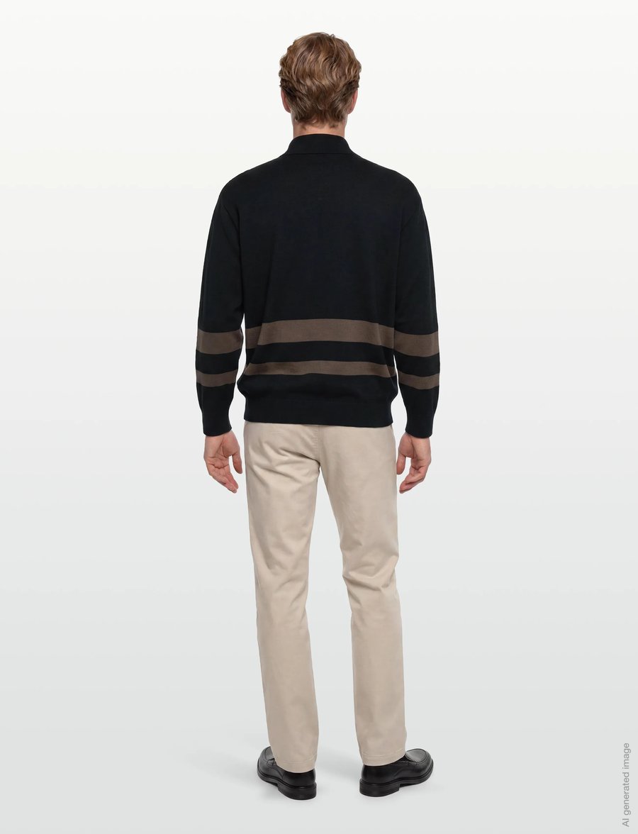 Armani Exchange - KNIT POLO - langärmelige strick-polohemden - deep navy/major brow - 4