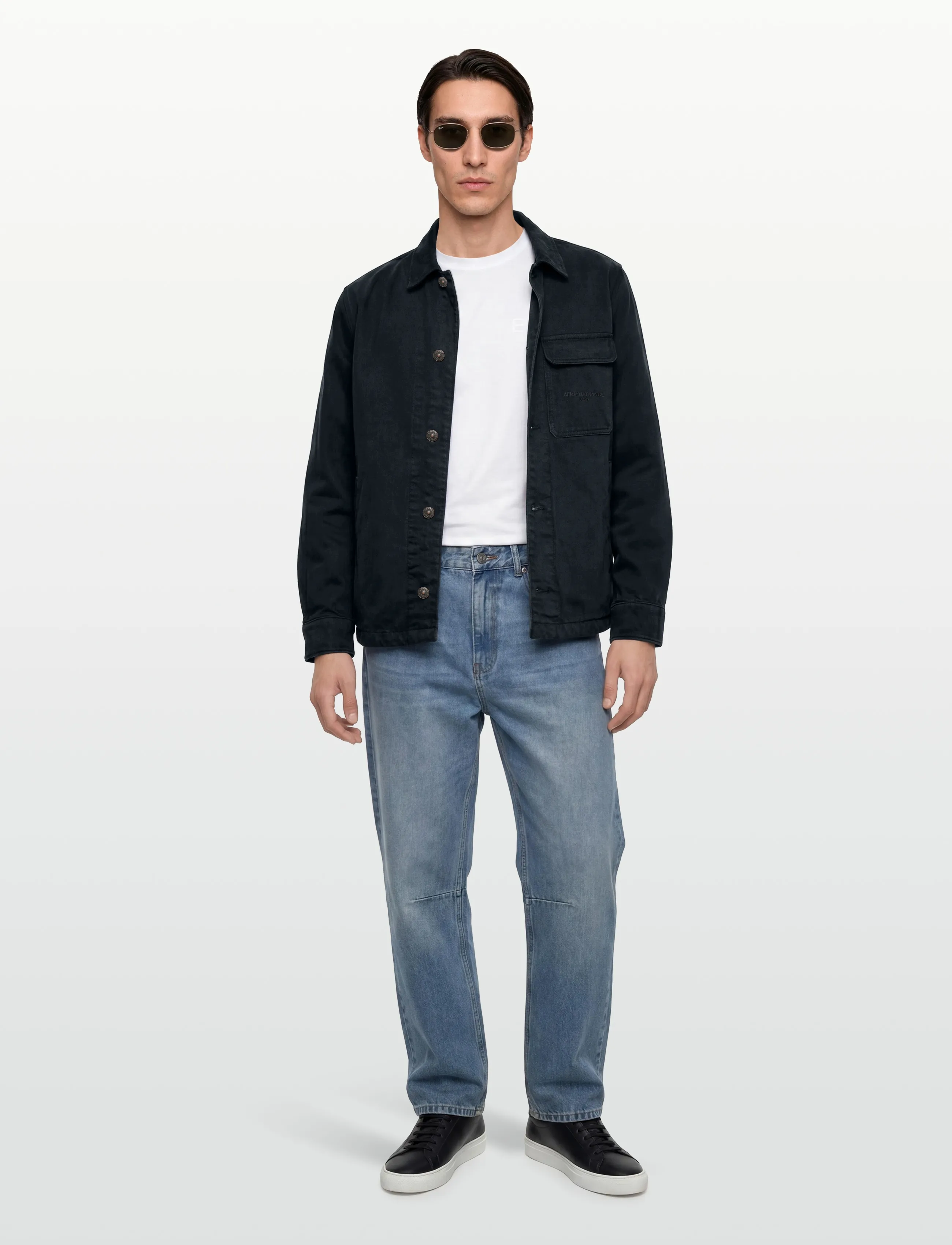Armani Exchange Blouson Jacket, M, Shirts, Marineblau - Casual Männerswear