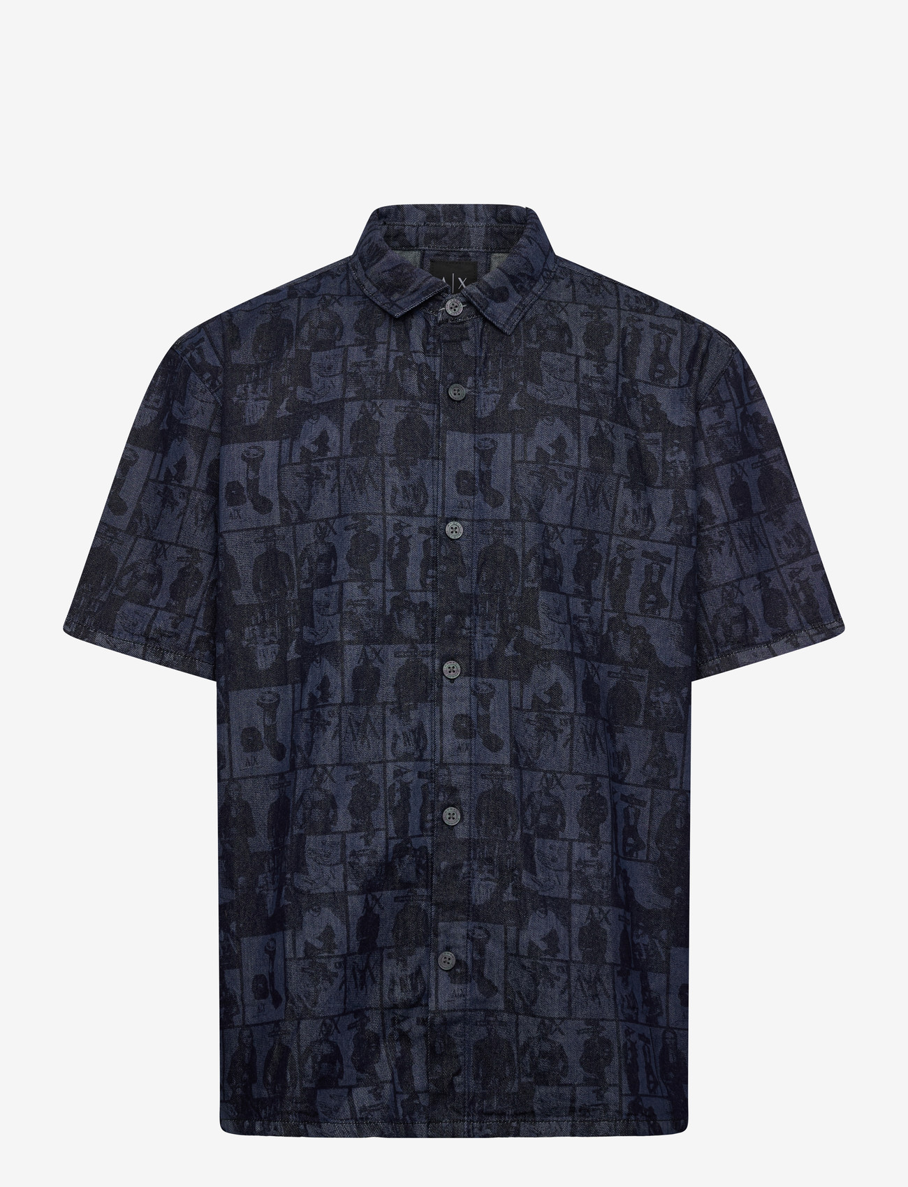 Armani Exchange - SHIRT - lühikeste varrukatega särgid - denim allover face - 0