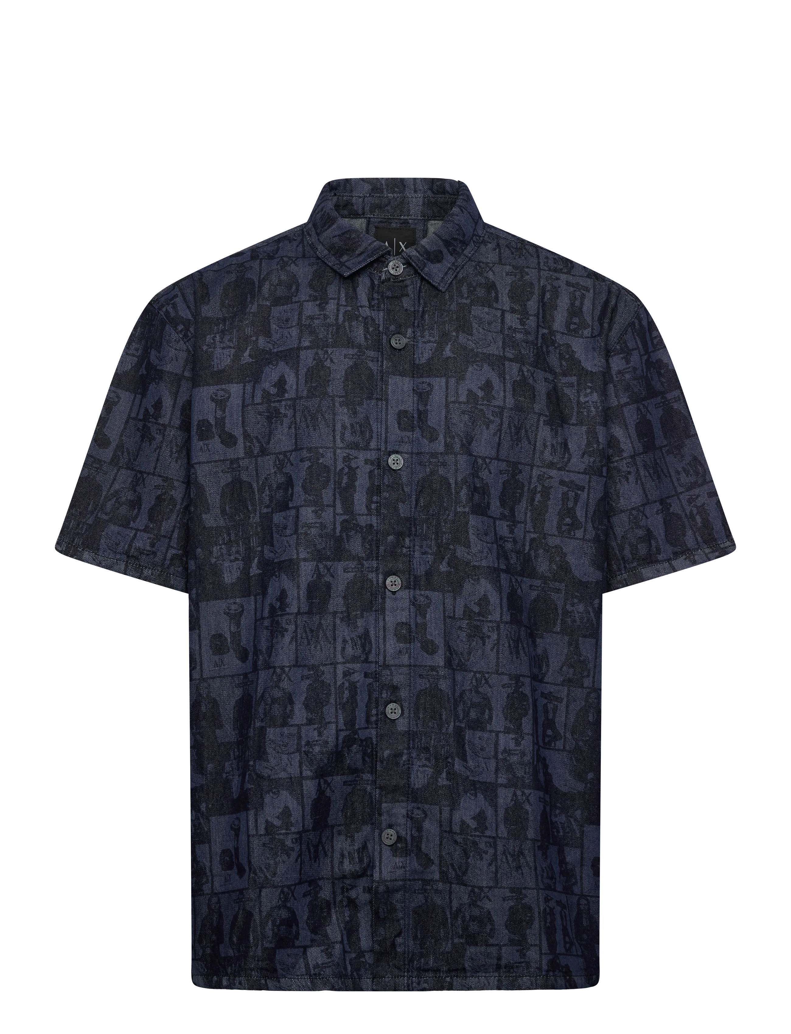 Armani Exchange SHIRT - Kortærmede skjorter - DENIM ALLOVER FACE / navy
