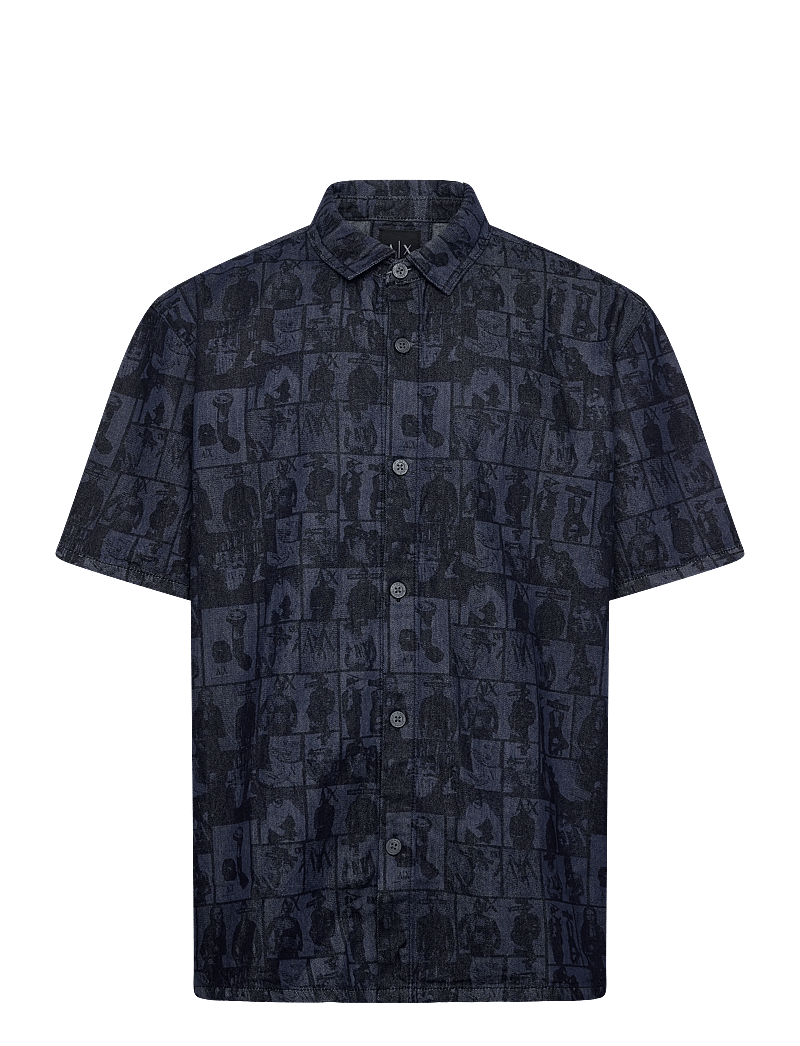 Armani Exchange - SHIRT - kurzarmhemden - denim allover face - 0