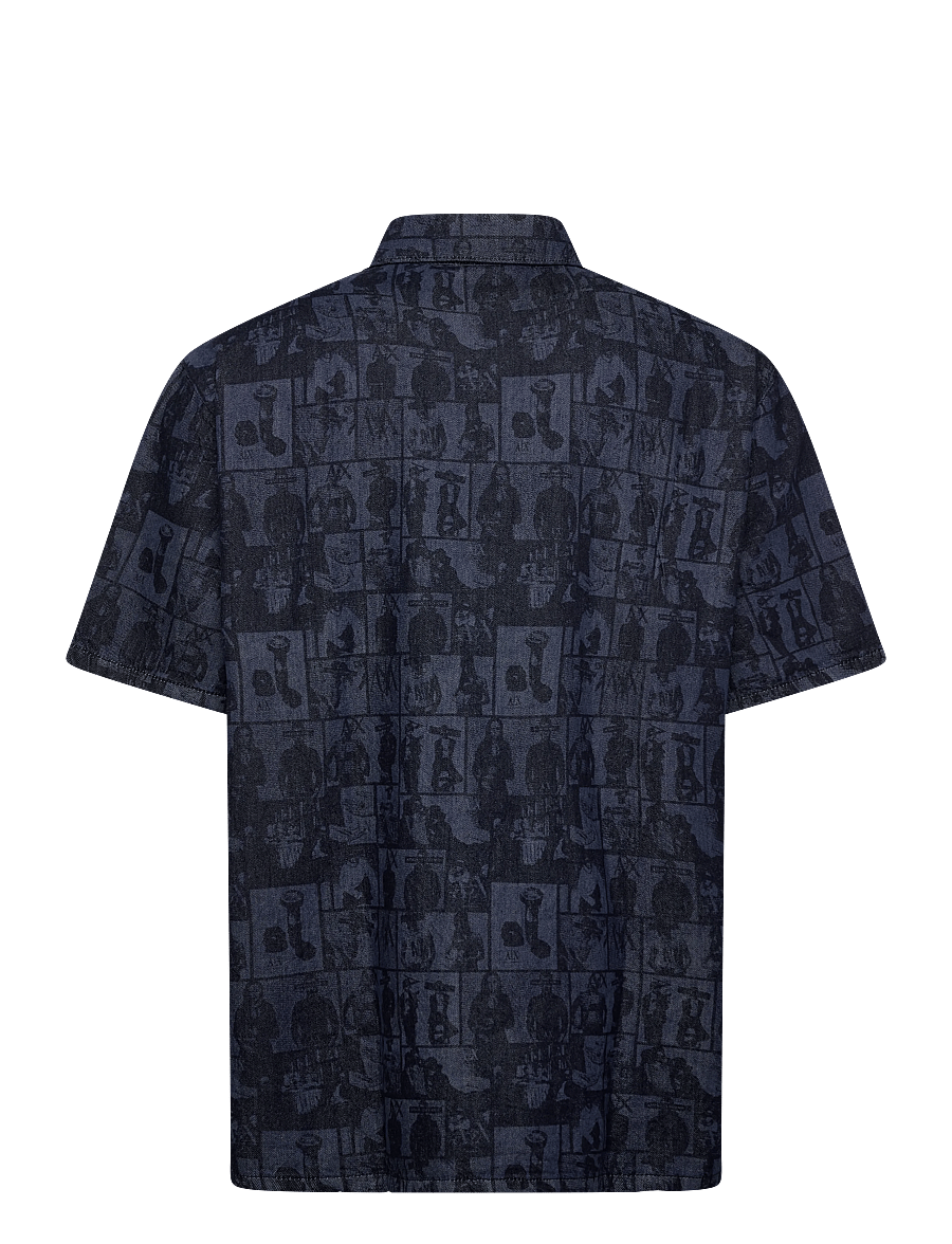 Armani Exchange - SHIRT - kurzarmhemden - denim allover face - 2