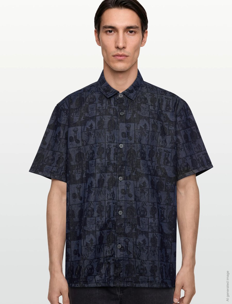 Armani Exchange - SHIRT - kurzarmhemden - denim allover face - 3