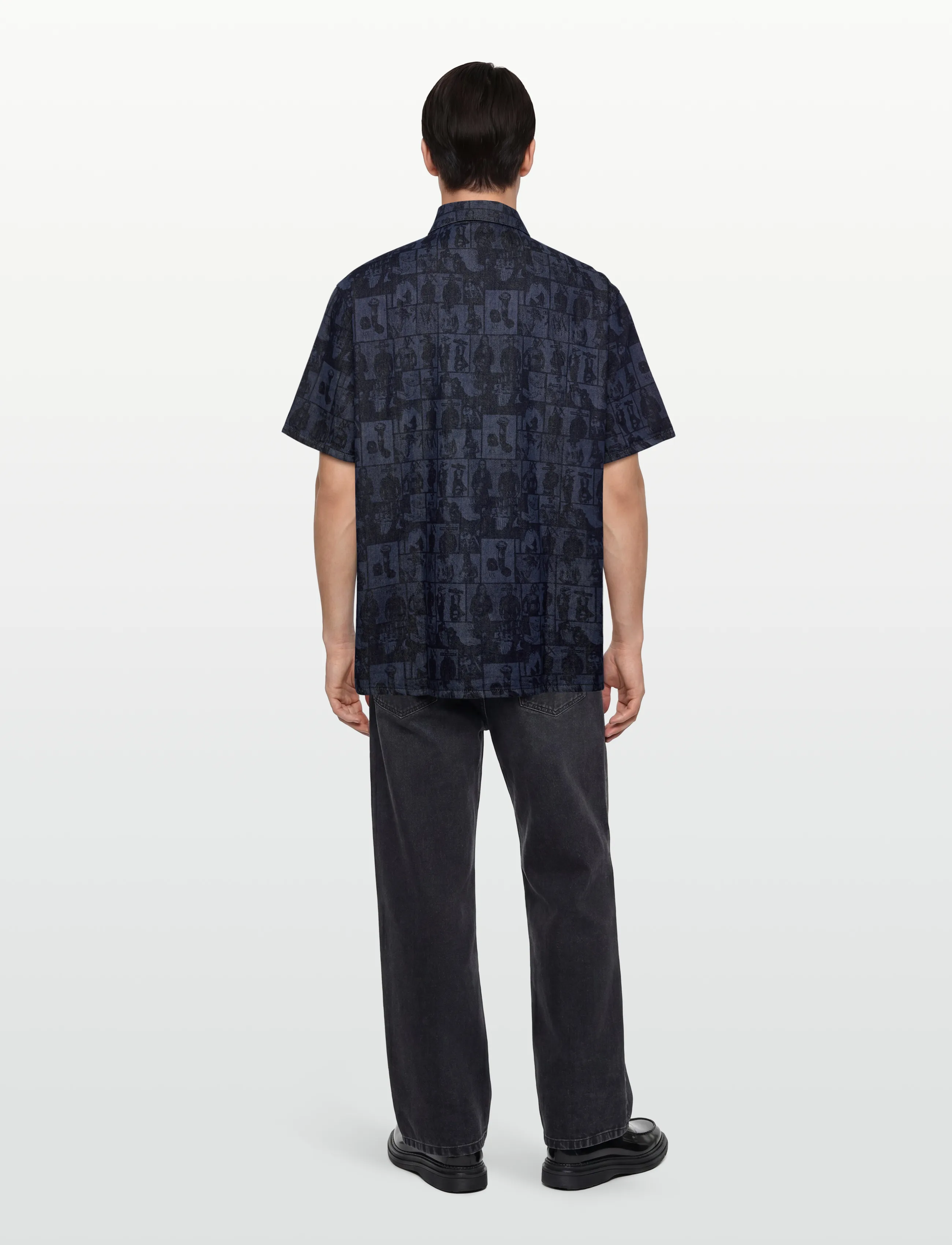 Armani Exchange - SHIRT - lühikeste varrukatega särgid - denim allover face - 4