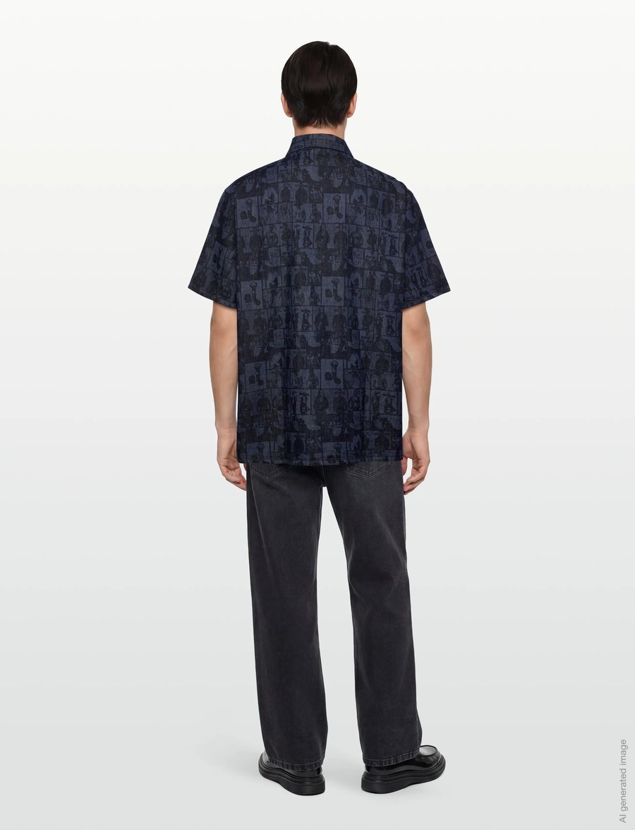 Armani Exchange - SHIRT - kurzarmhemden - denim allover face - 4