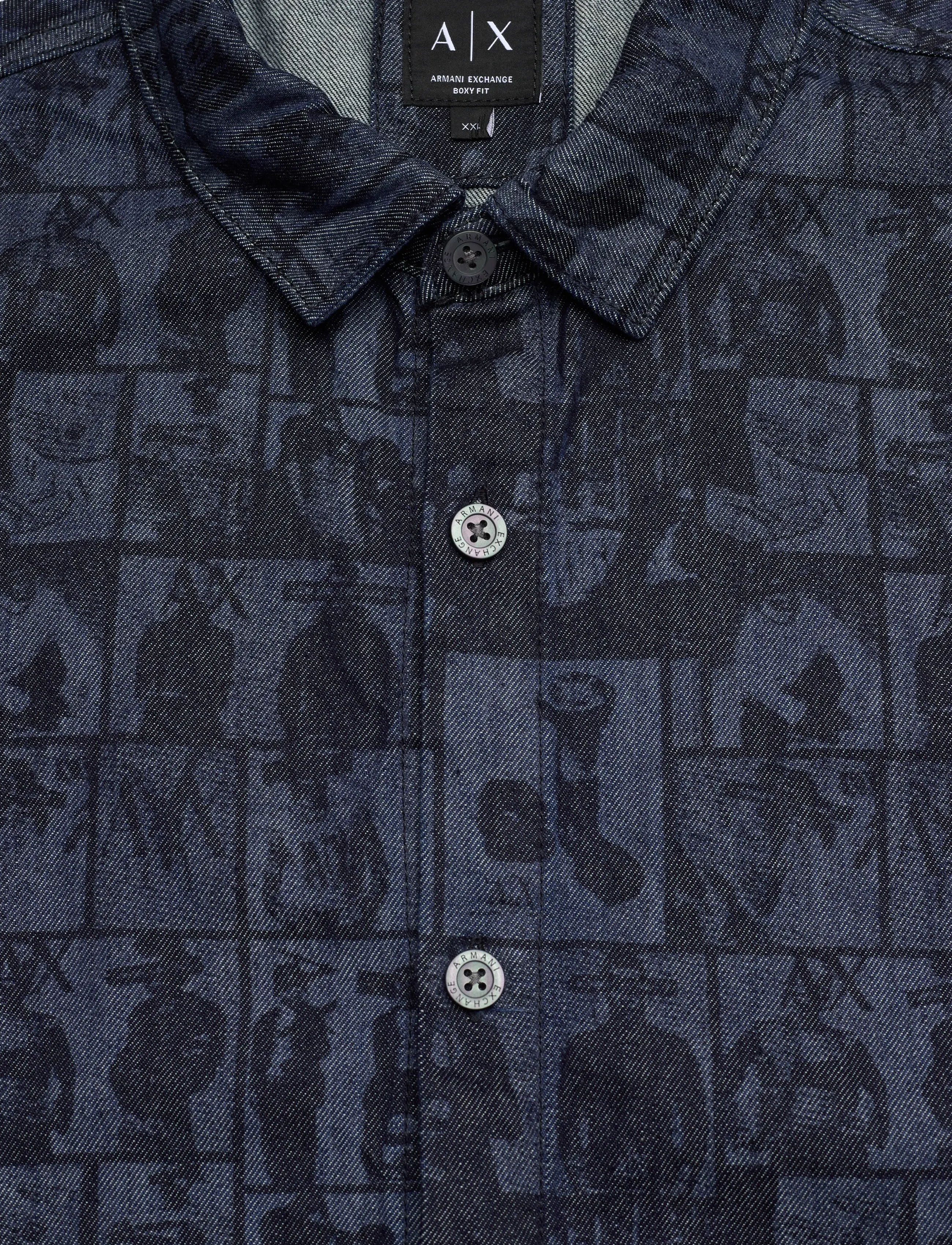 Armani Exchange - SHIRT - kurzarmhemden - denim allover face - 2