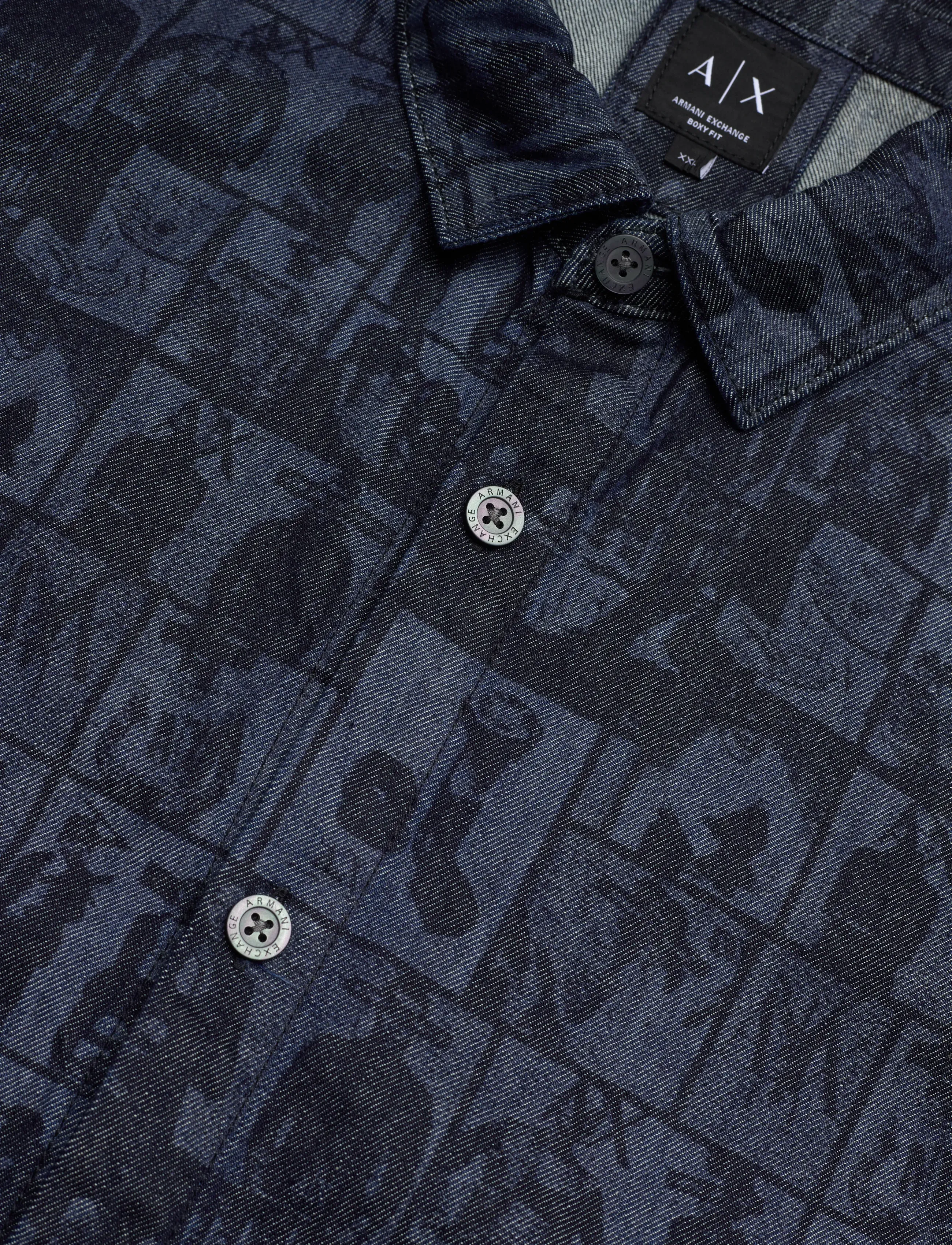 Armani Exchange - SHIRT - kurzarmhemden - denim allover face - 3