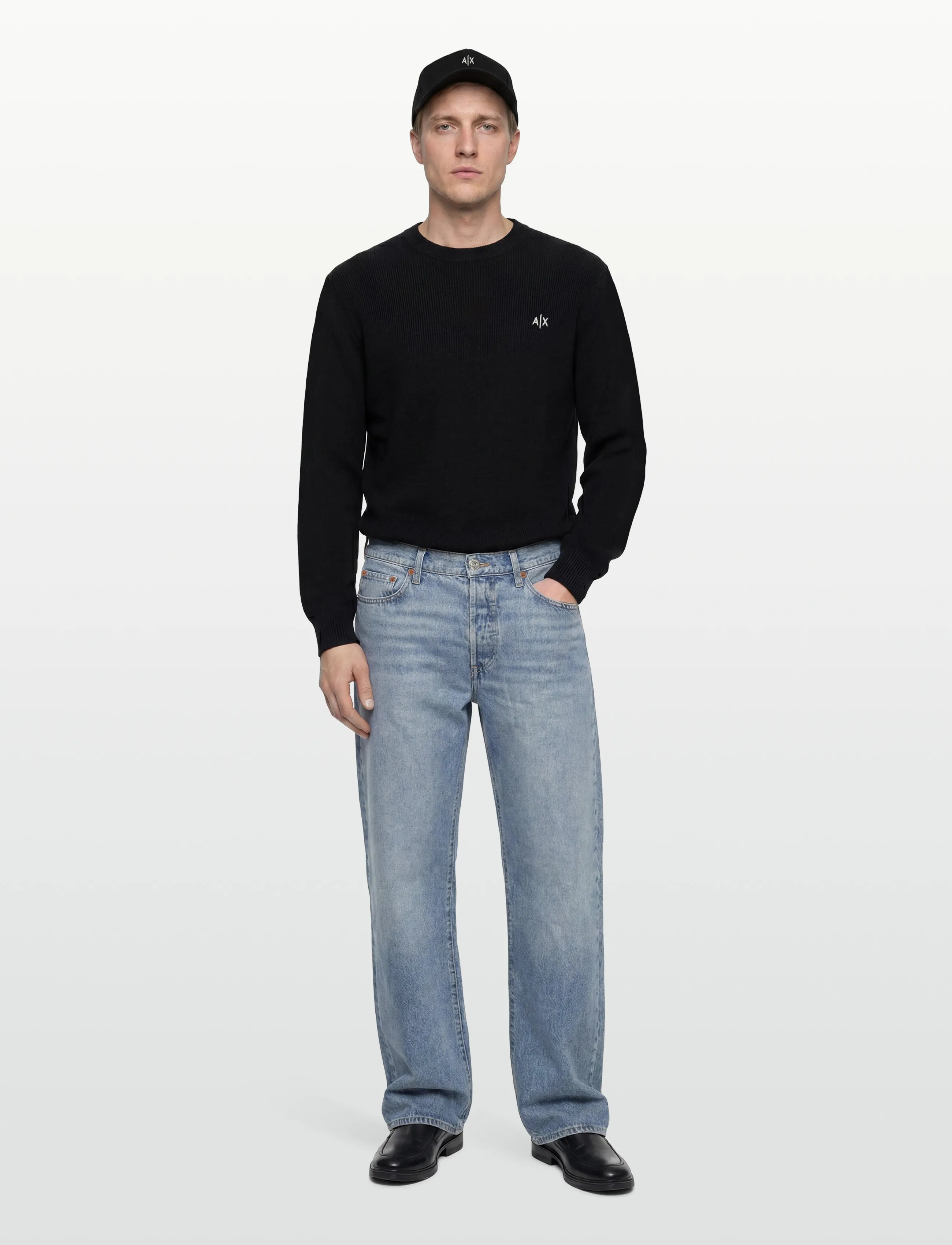 Armani Exchange - PULLOVER - basic knitwear - black - 0