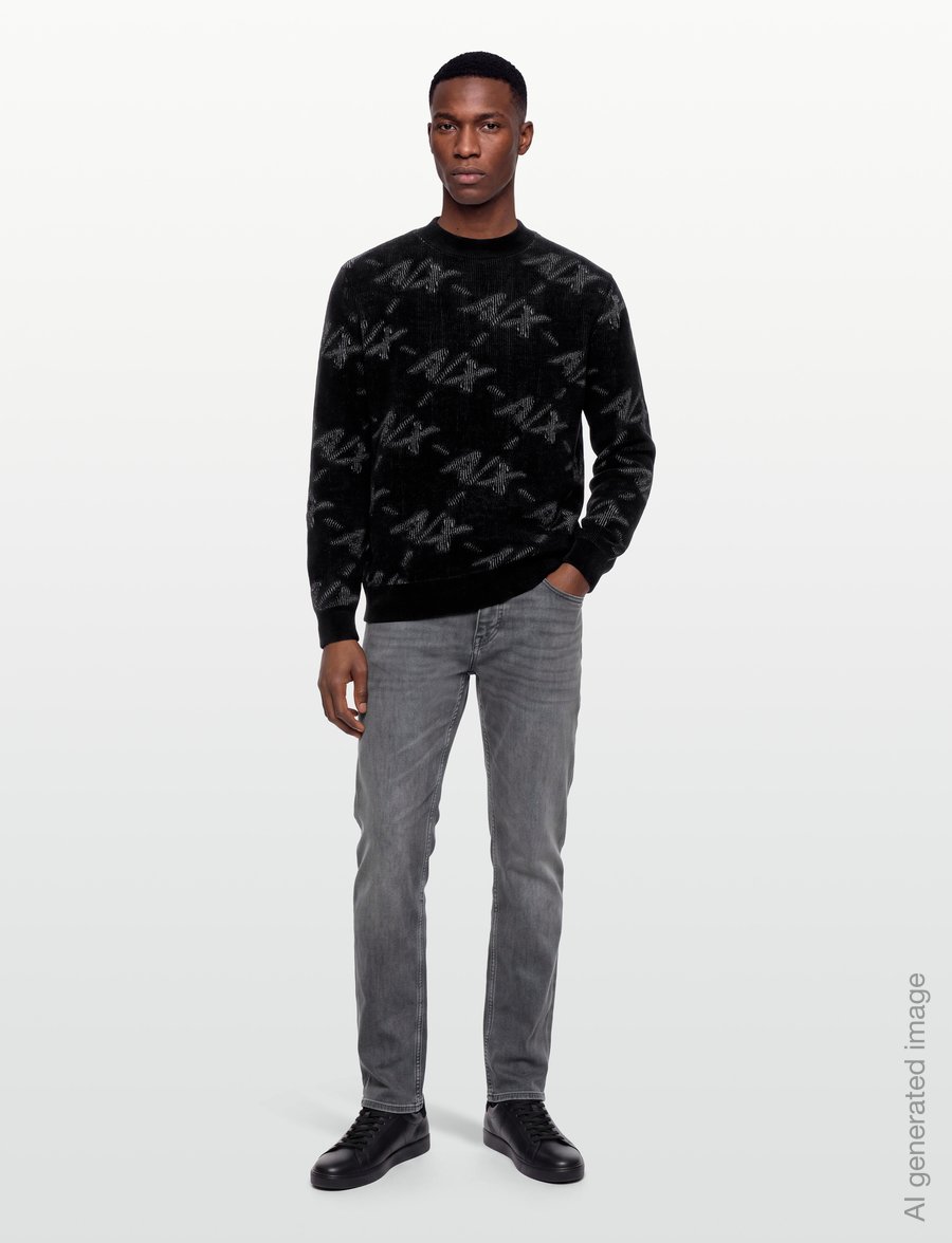 Armani Exchange - PULLOVER - rundhalsad - black/alloy ax big - 0