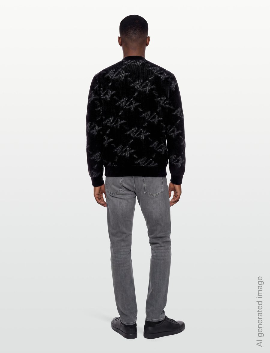 Armani Exchange - PULLOVER - rundhalsad - black/alloy ax big - 4