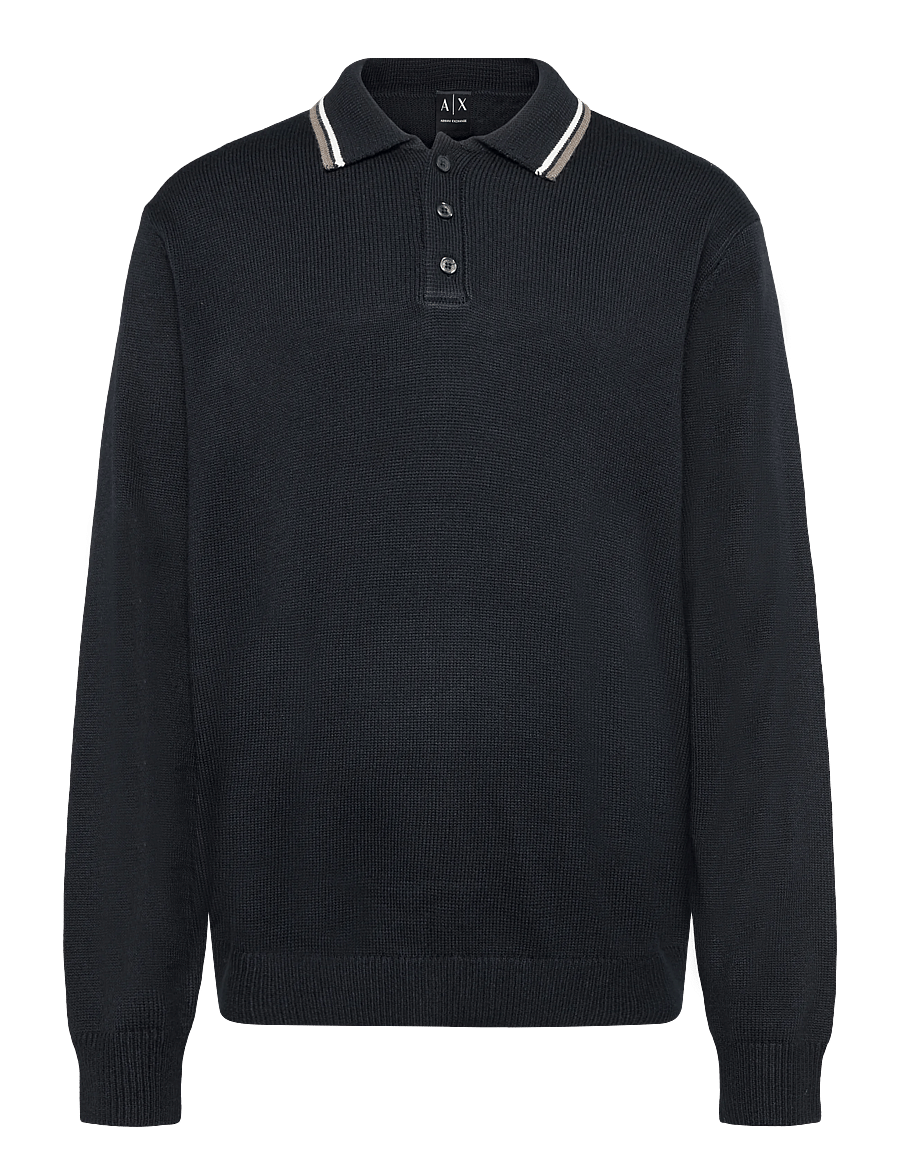Armani Exchange - KNIT POLO - long-sleeved knitted polos - deep navy - 0