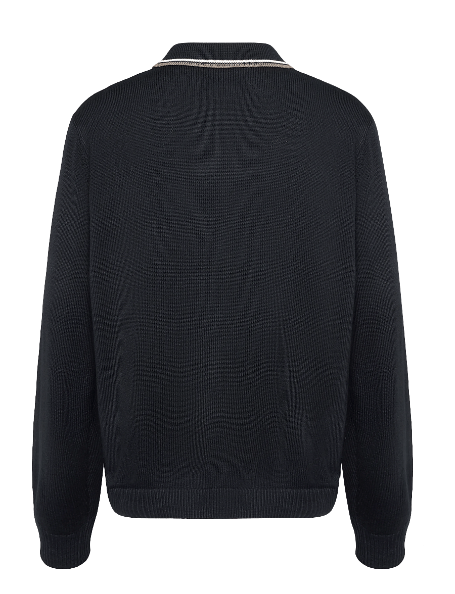 Armani Exchange - KNIT POLO - long-sleeved knitted polos - deep navy - 1
