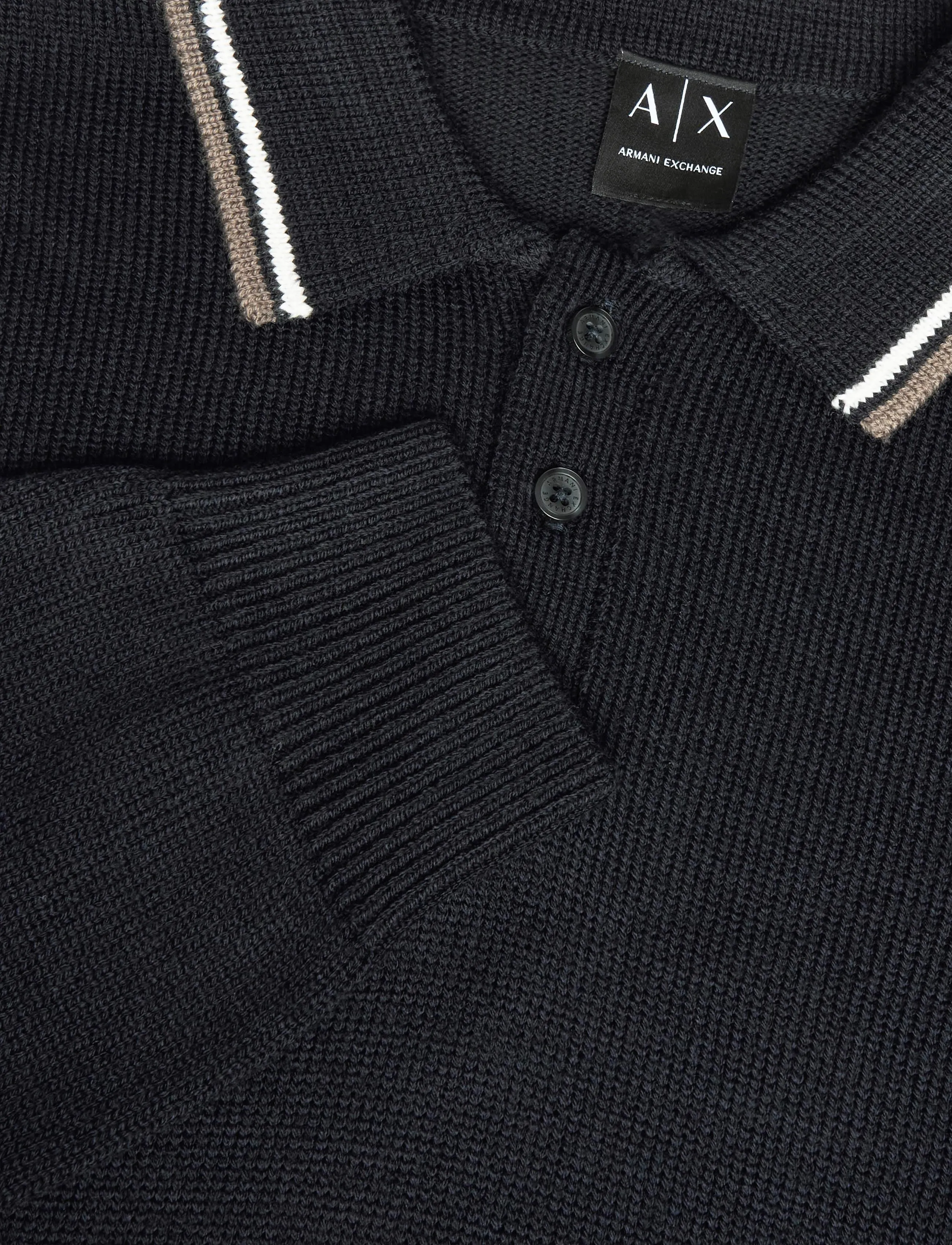 Armani Exchange - KNIT POLO - long-sleeved knitted polos - deep navy - 2