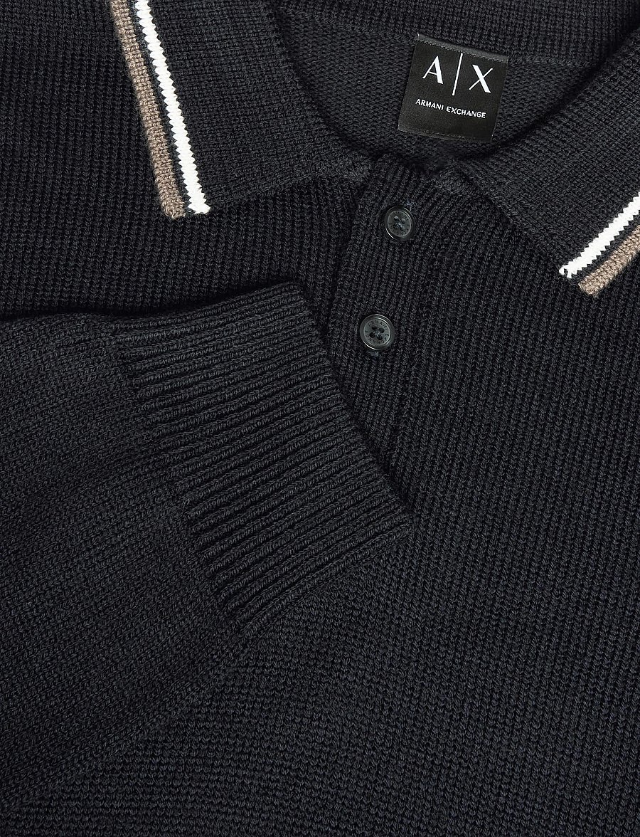 Armani Exchange - KNIT POLO - long-sleeved knitted polos - deep navy - 2