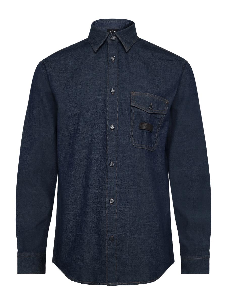 Armani Exchange - SHIRT - teksasärgid - dark blue denim - 0
