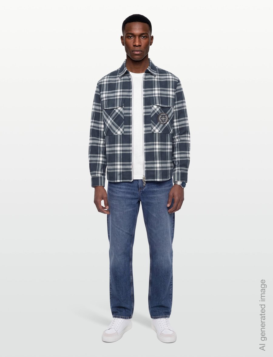 Armani Exchange - SHIRT - rutiga skjortor - deep navy check ao1 - 0