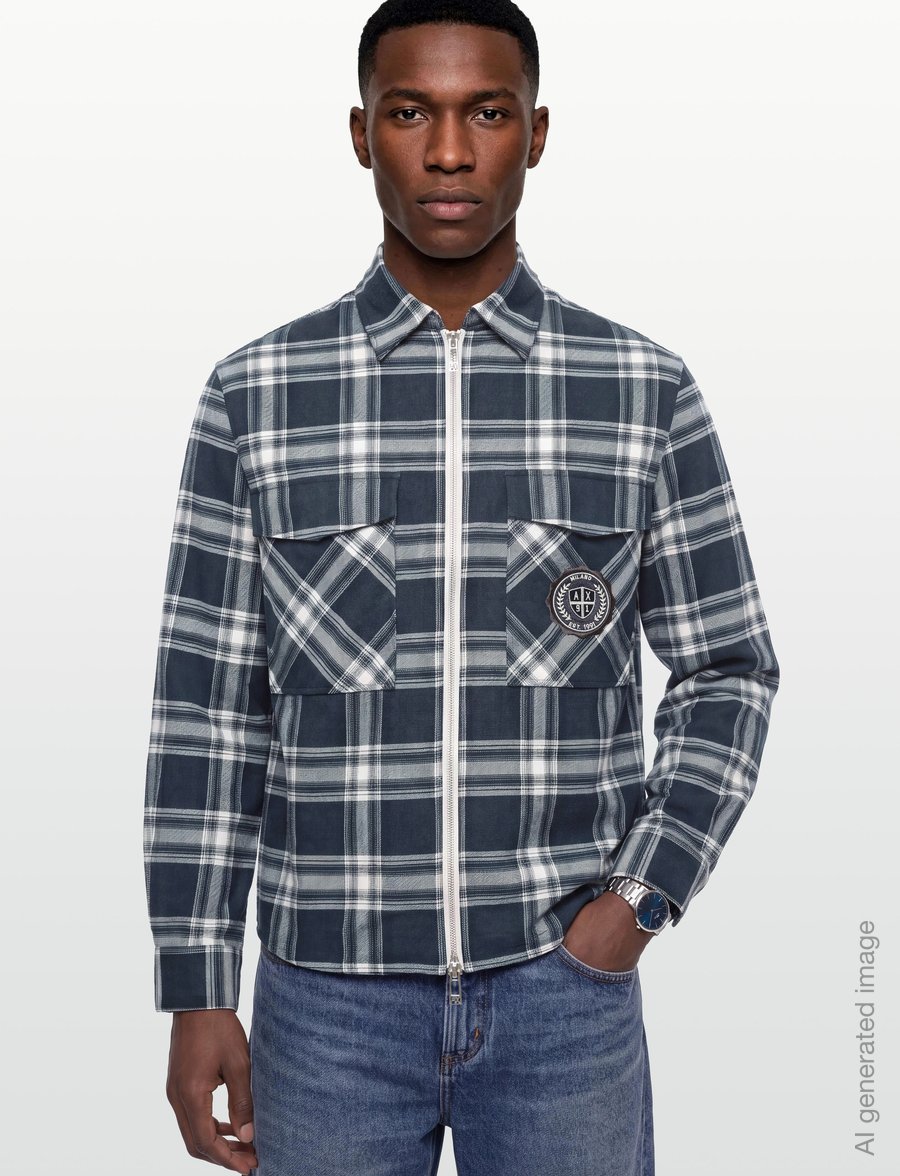 Armani Exchange - SHIRT - rutiga skjortor - deep navy check ao1 - 3