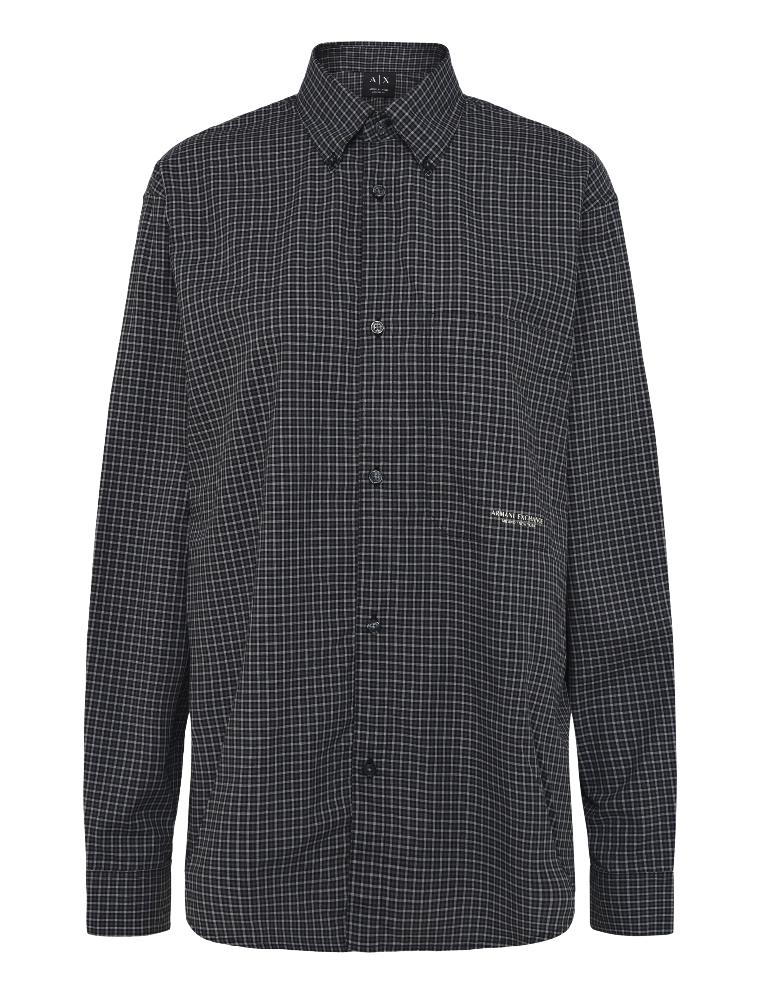 Armani Exchange SHIRT - Checkered shirts - GREY/BLACK CHECK / black