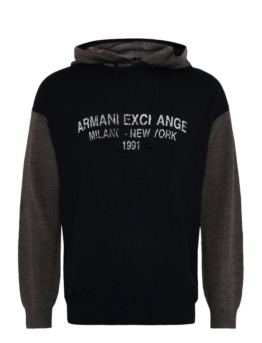 Armani Exchange - PULLOVER - kapuutsiga pusad - deep navy/falcon - 0