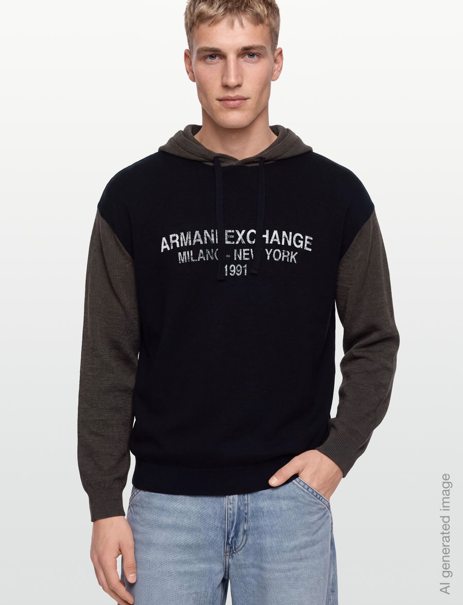 Armani Exchange - PULLOVER - kapuzenpullover - deep navy/falcon - 3