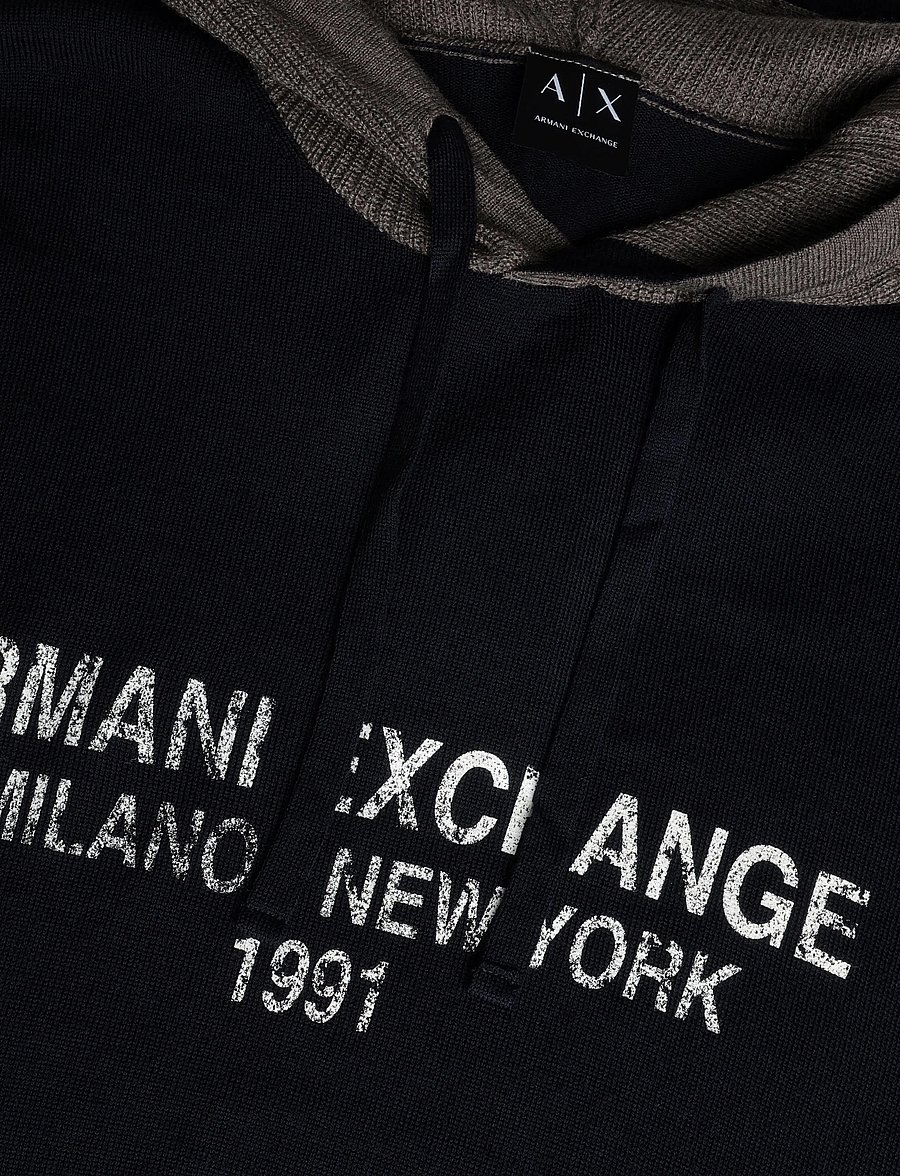 Armani Exchange - PULLOVER - kapuutsiga pusad - deep navy/falcon - 2
