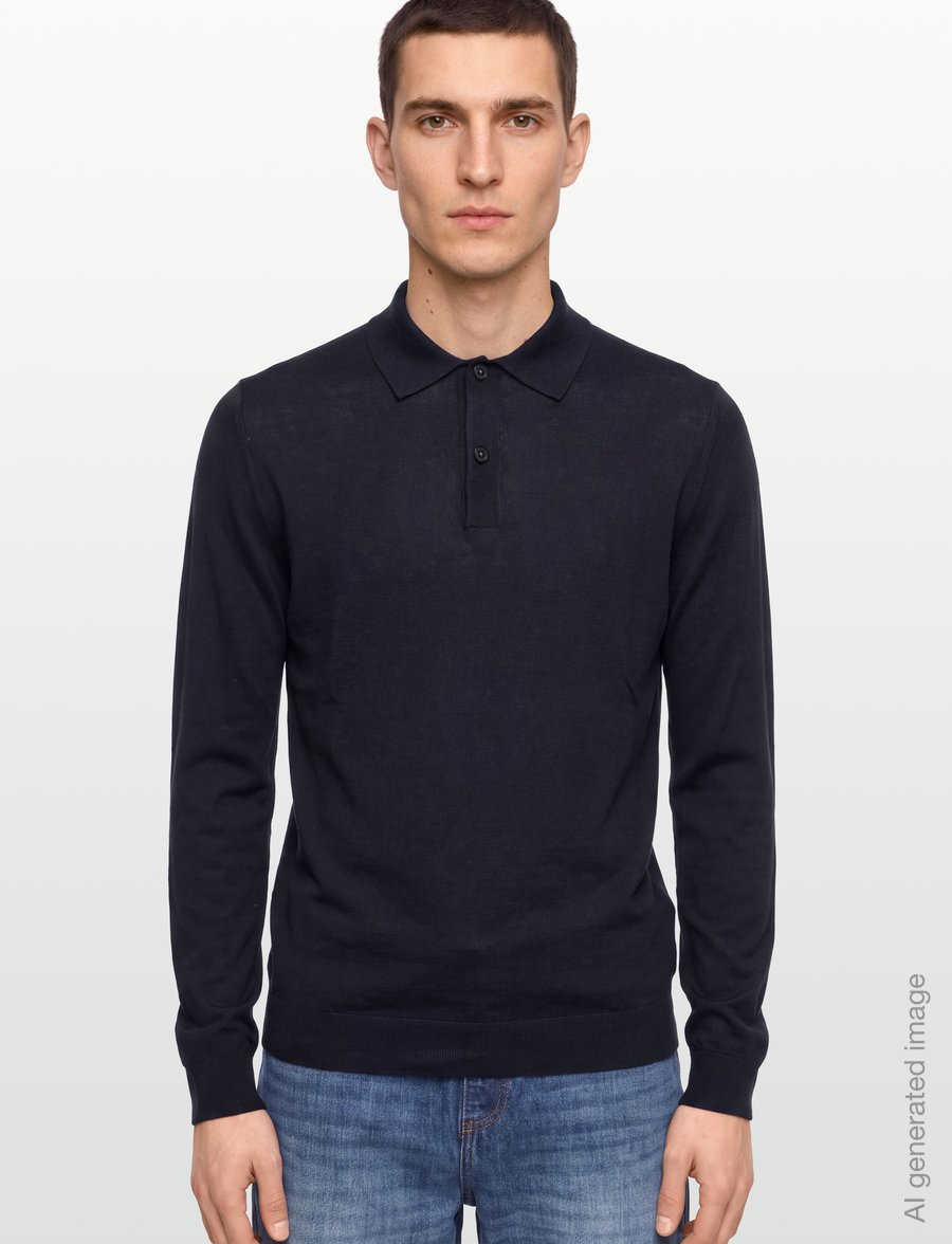 Armani Exchange - KNIT POLO - pitkähihaiset neulepoolot - deep navy - 3