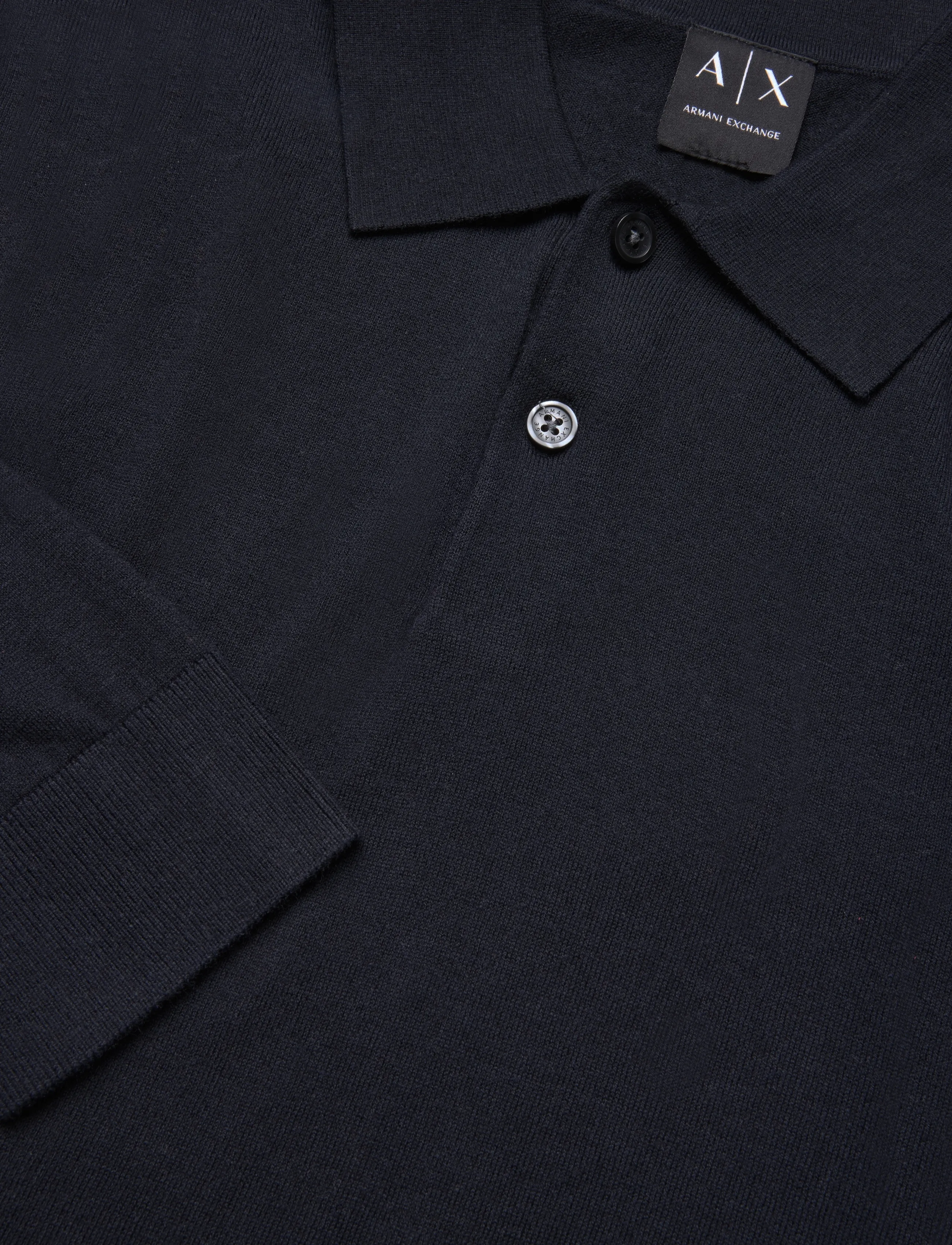 Armani Exchange - KNIT POLO - pikkade varrukatega kootud polod - deep navy - 2