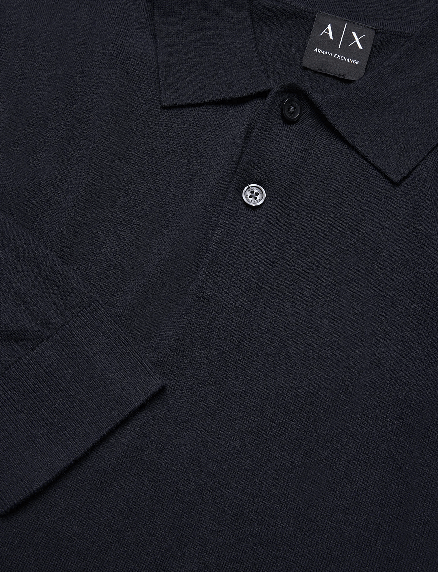 Armani Exchange - KNIT POLO - pikkade varrukatega kootud polod - deep navy - 2