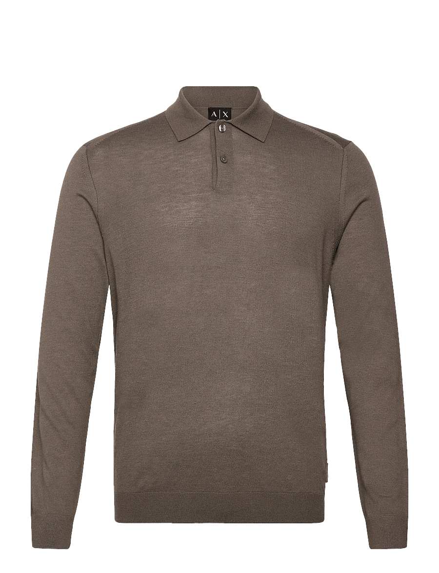 Armani Exchange - KNIT POLO - långärmade stickade pikétröjor - falcon - 0