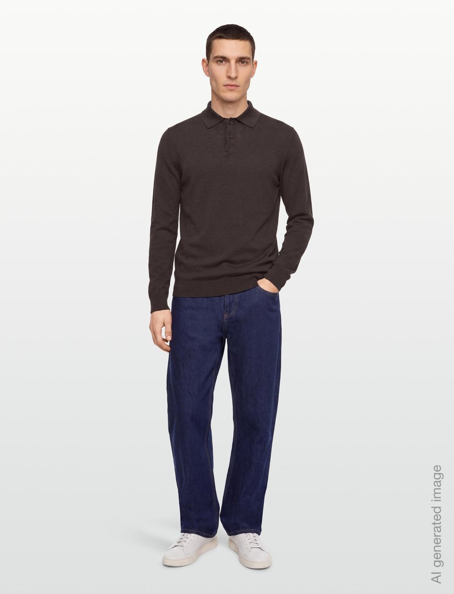 Armani Exchange - KNIT POLO - long-sleeved knitted polos - licorice - 0