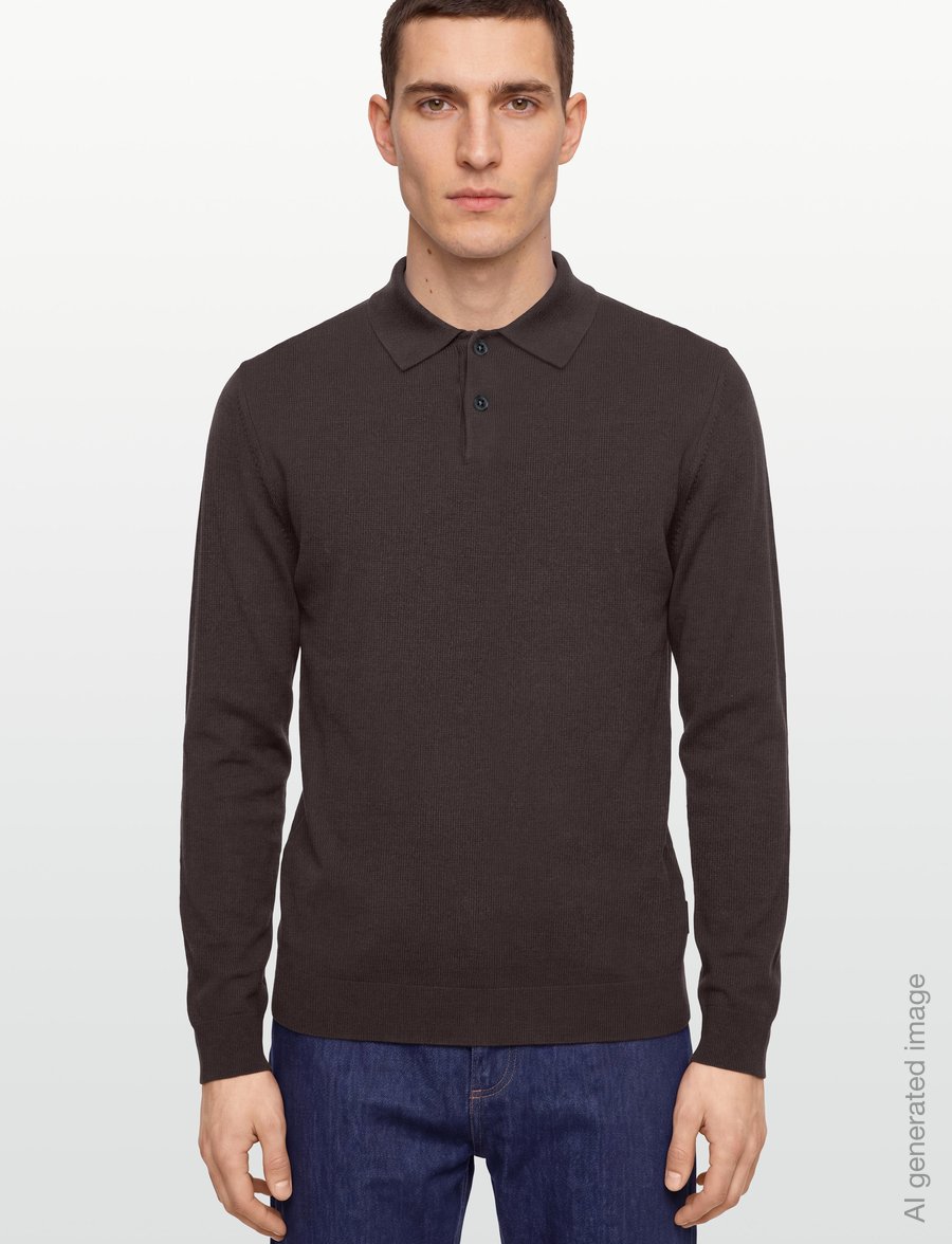 Armani Exchange - KNIT POLO - long-sleeved knitted polos - licorice - 3