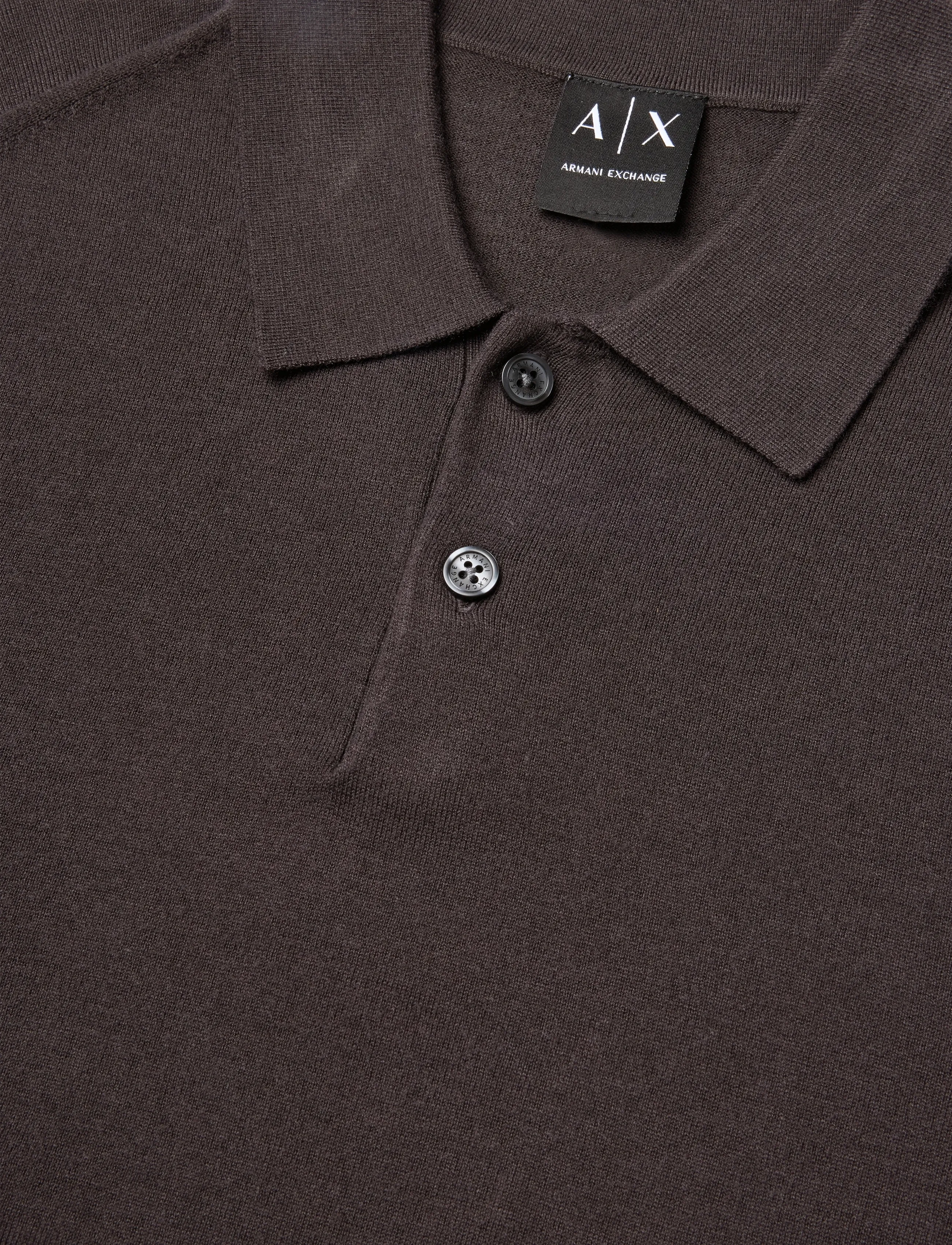 Armani Exchange - KNIT POLO - långärmade stickade pikétröjor - licorice - 2