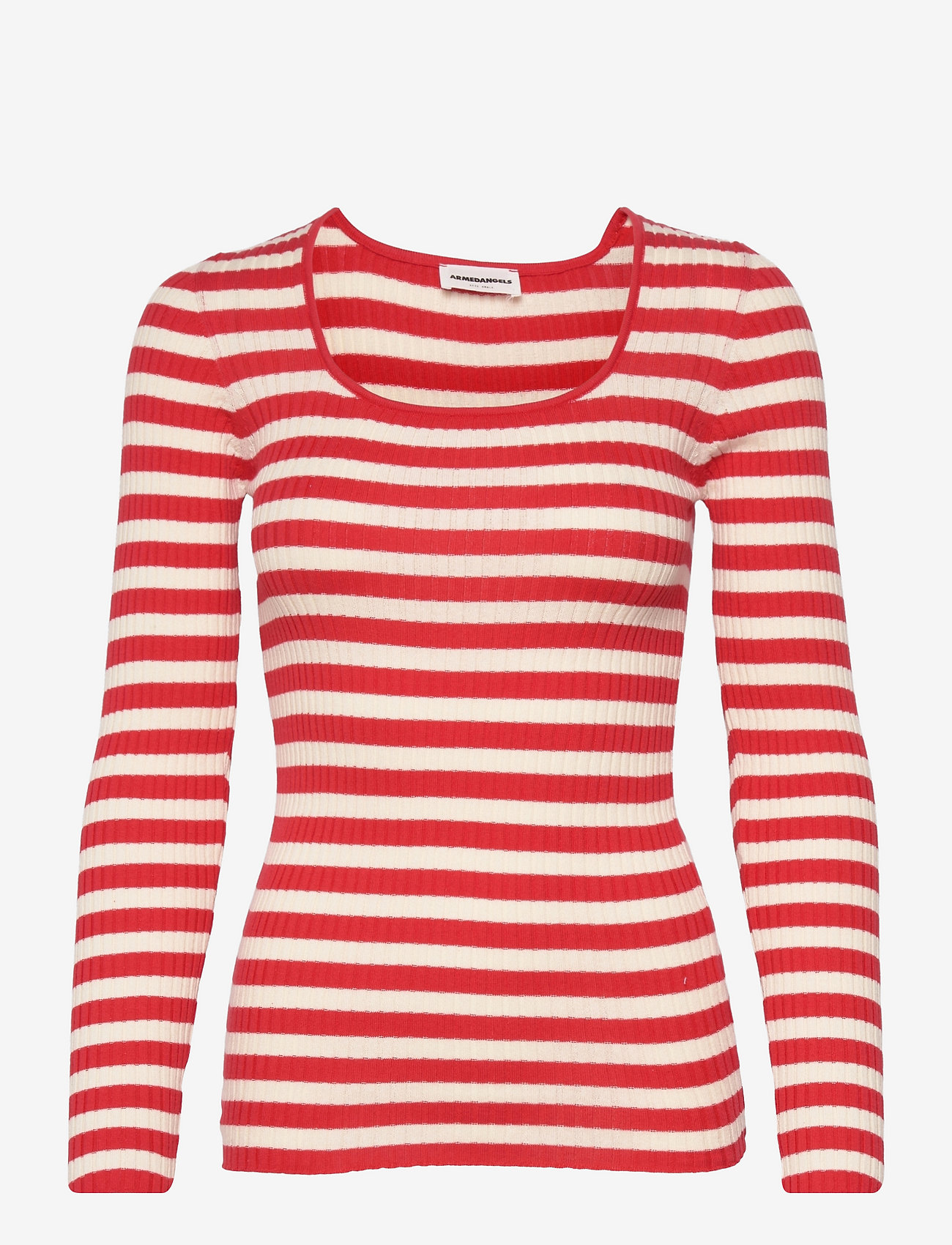ARMEDANGELS - ALAANI CREWNECK STRIPED - dark poppy-oatmilk - 0