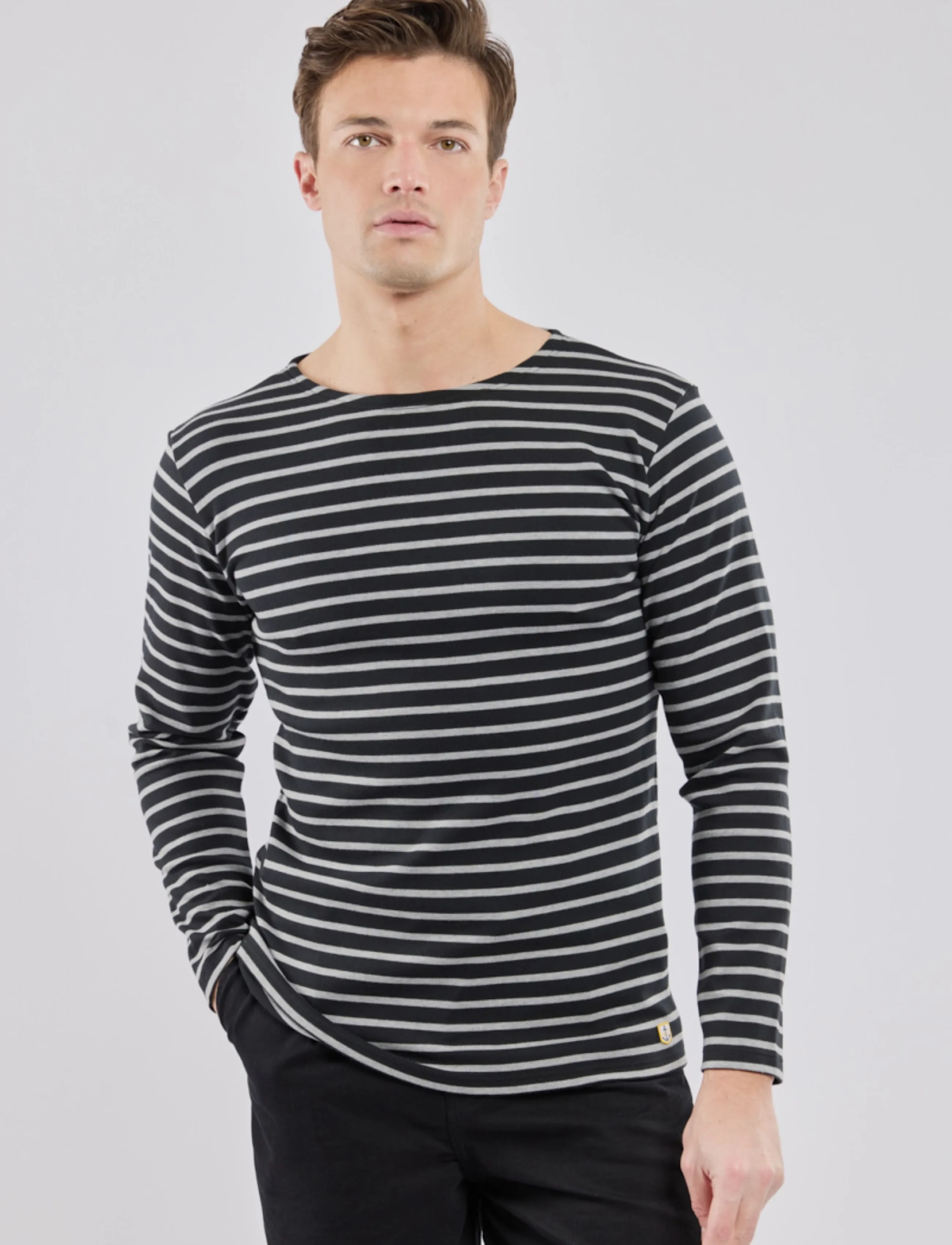 Armor Lux Striped Breton Shirt Héritage - Armor Lux - BLACK/GREY / black