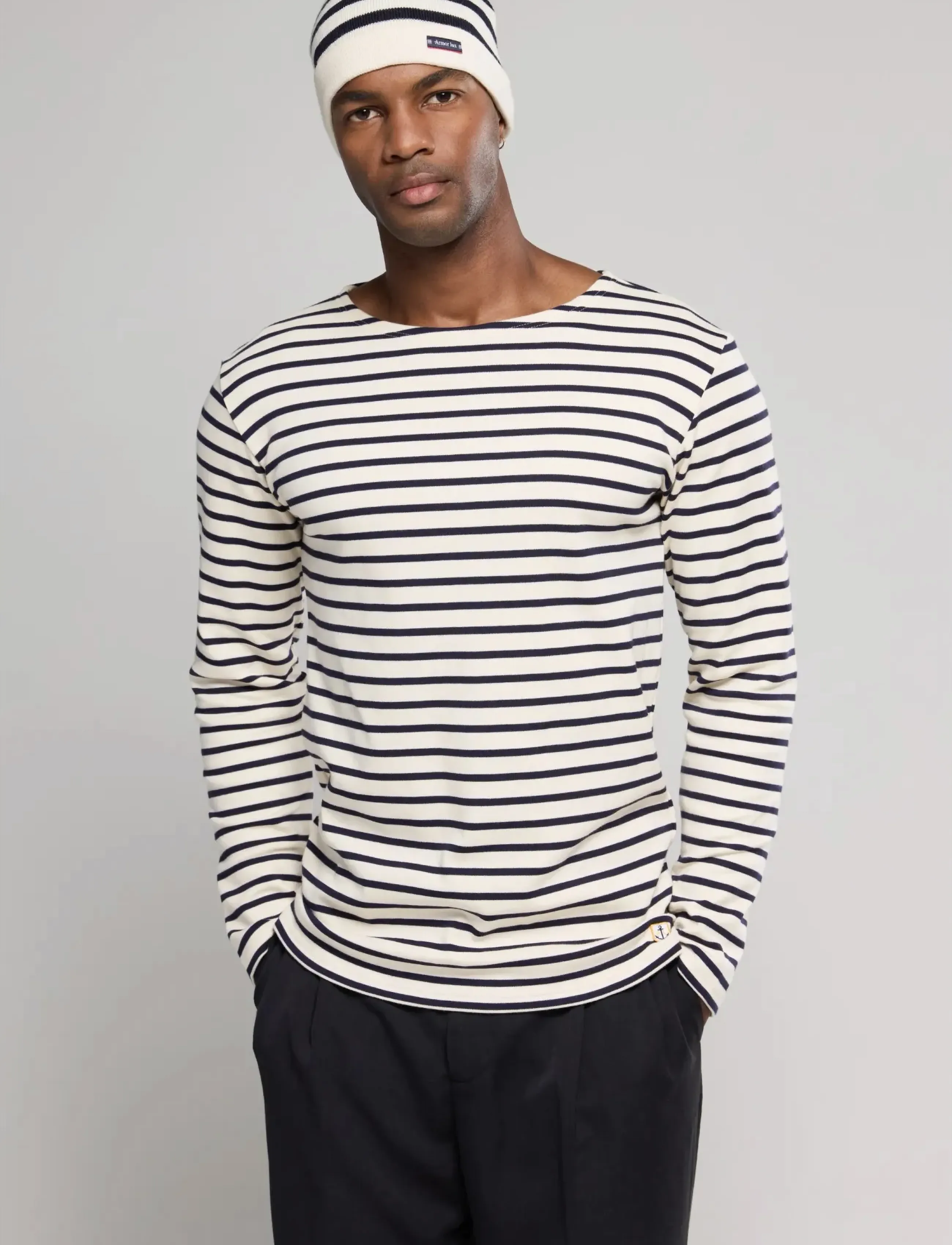 Armor Lux Breton Striped Shirt Héritage, S, Cream, T-Shirts > Langærmede, Herre