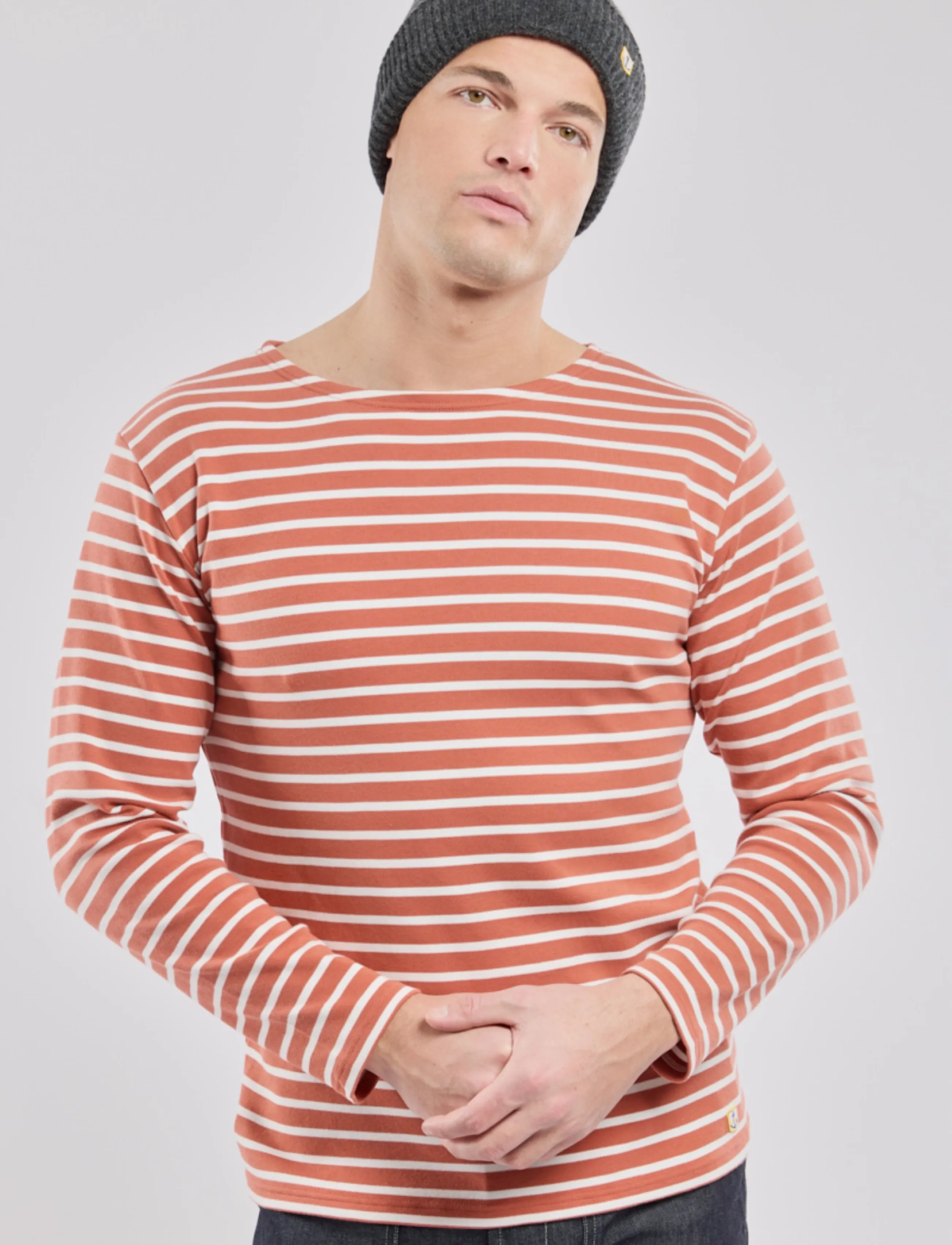 Armor Lux Striped Breton Shirt Héritage - Langärmelige T-Shirts - STONE BREST/MILK / brown