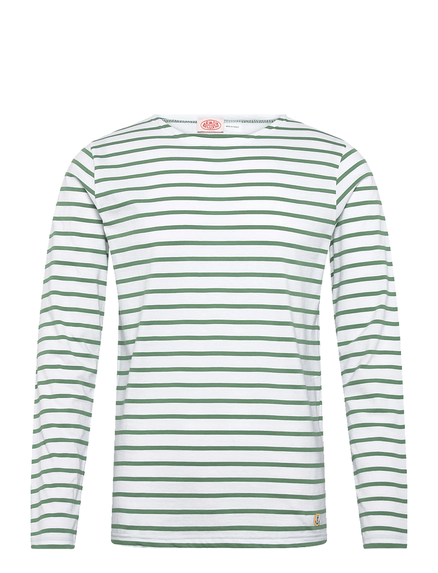 Armor Lux - Heritage Plozévet Men's Striped Shirt - langärmelig - white/ivy - 1