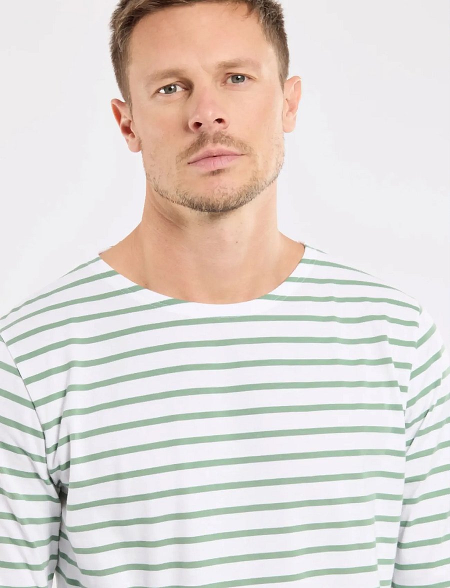 Armor Lux - Heritage Plozévet Men's Striped Shirt - langärmelig - white/ivy - 4