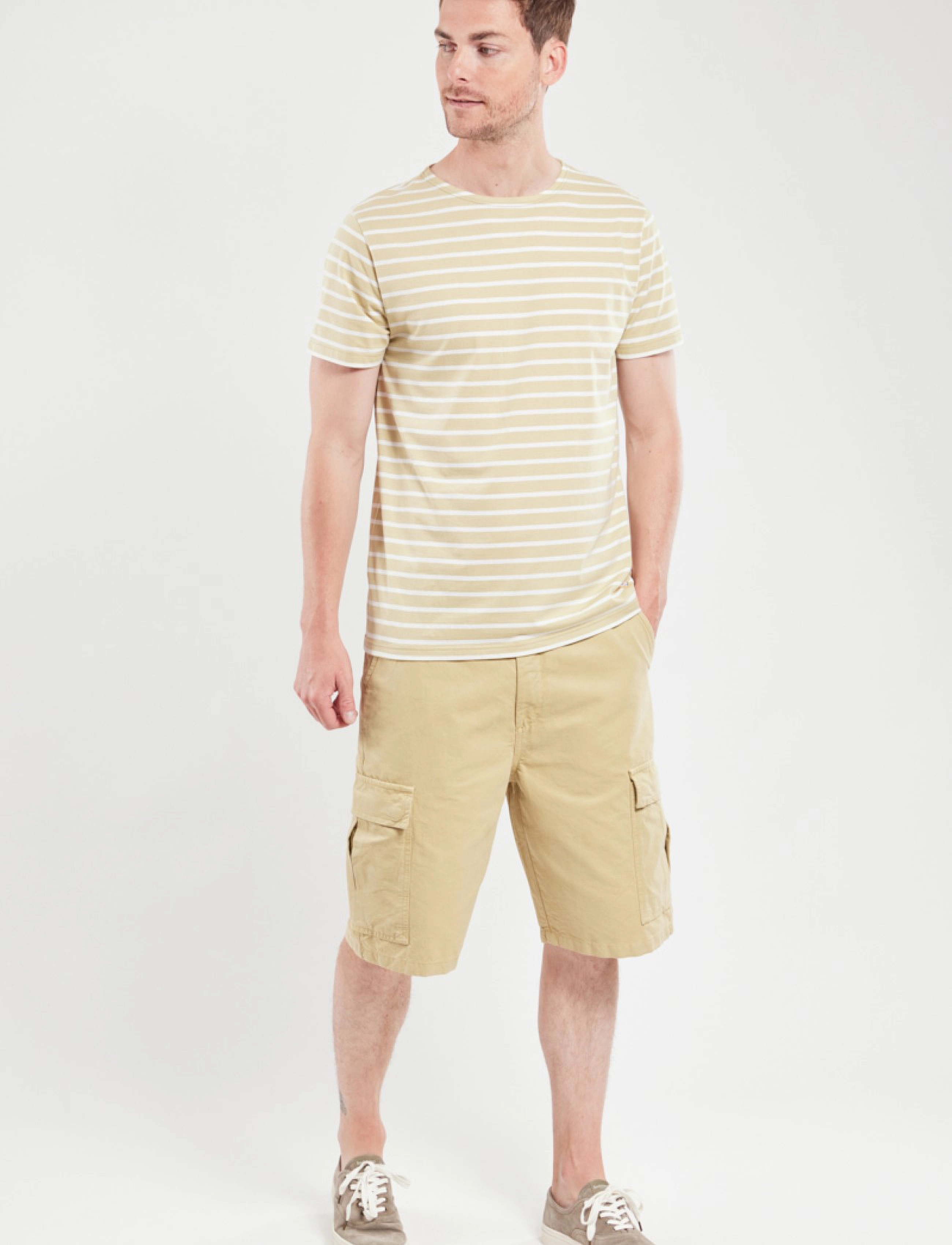 Armor Lux - Breton Striped Shirt Héritage - pale olive/milk - 4