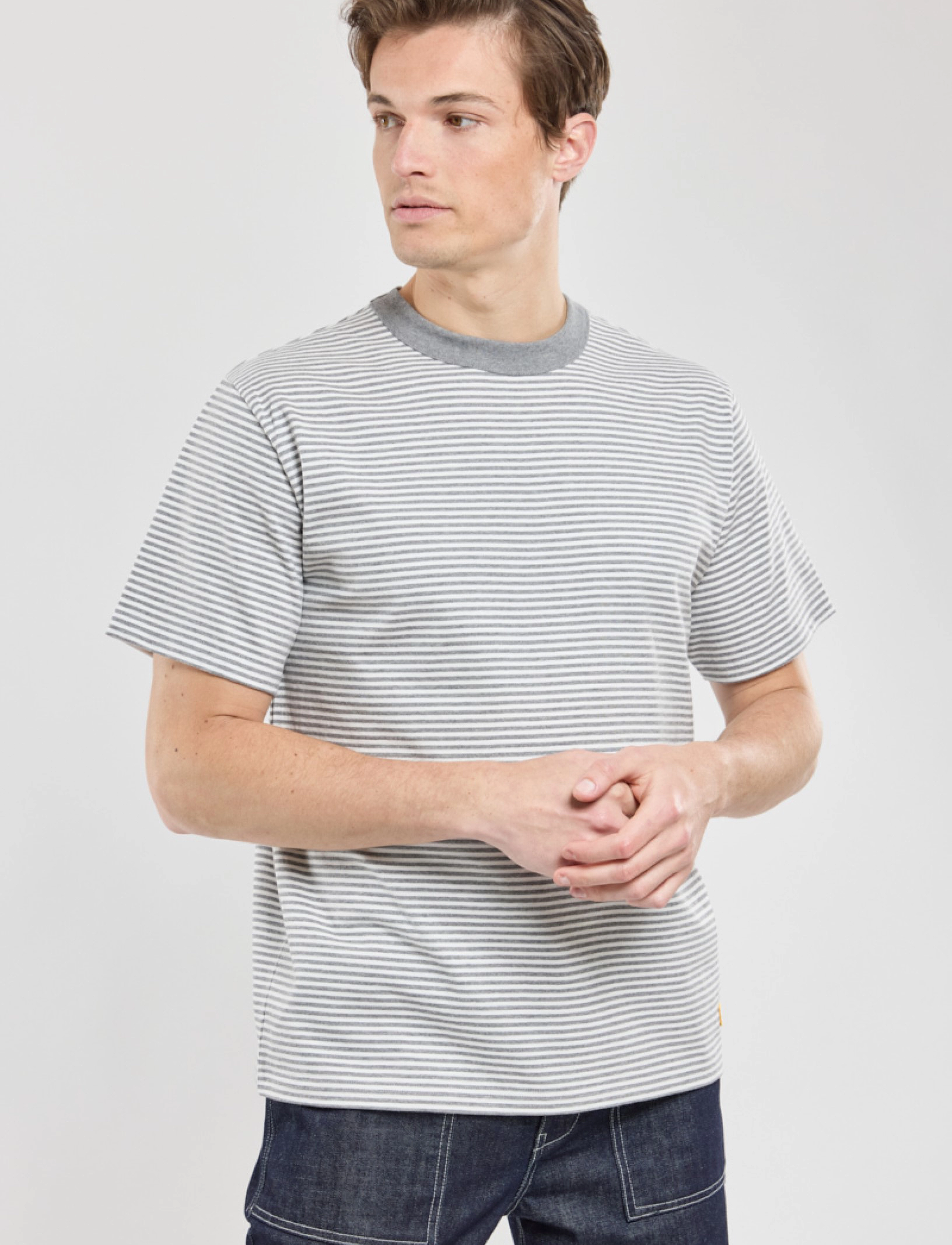 Armor Lux - Striped T-shirt Héritage - misty grey/milk - 4
