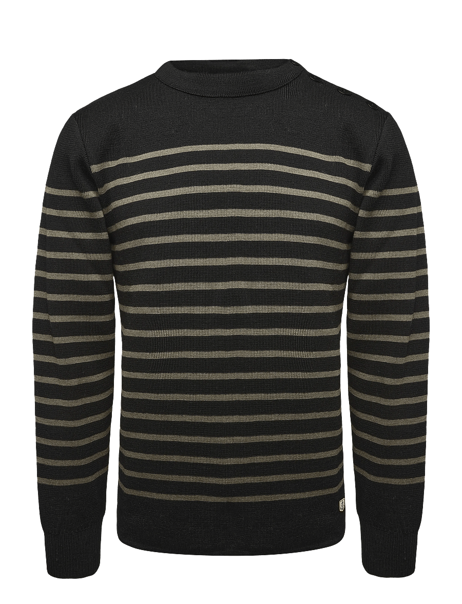 Armor Lux - Mariner Sweater "Molène" - rund hals - black/olive - 1