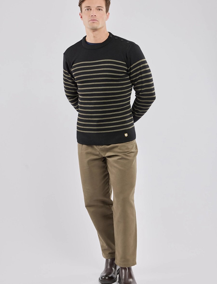 Armor Lux - Mariner Sweater "Molène" - rund hals - black/olive - 4
