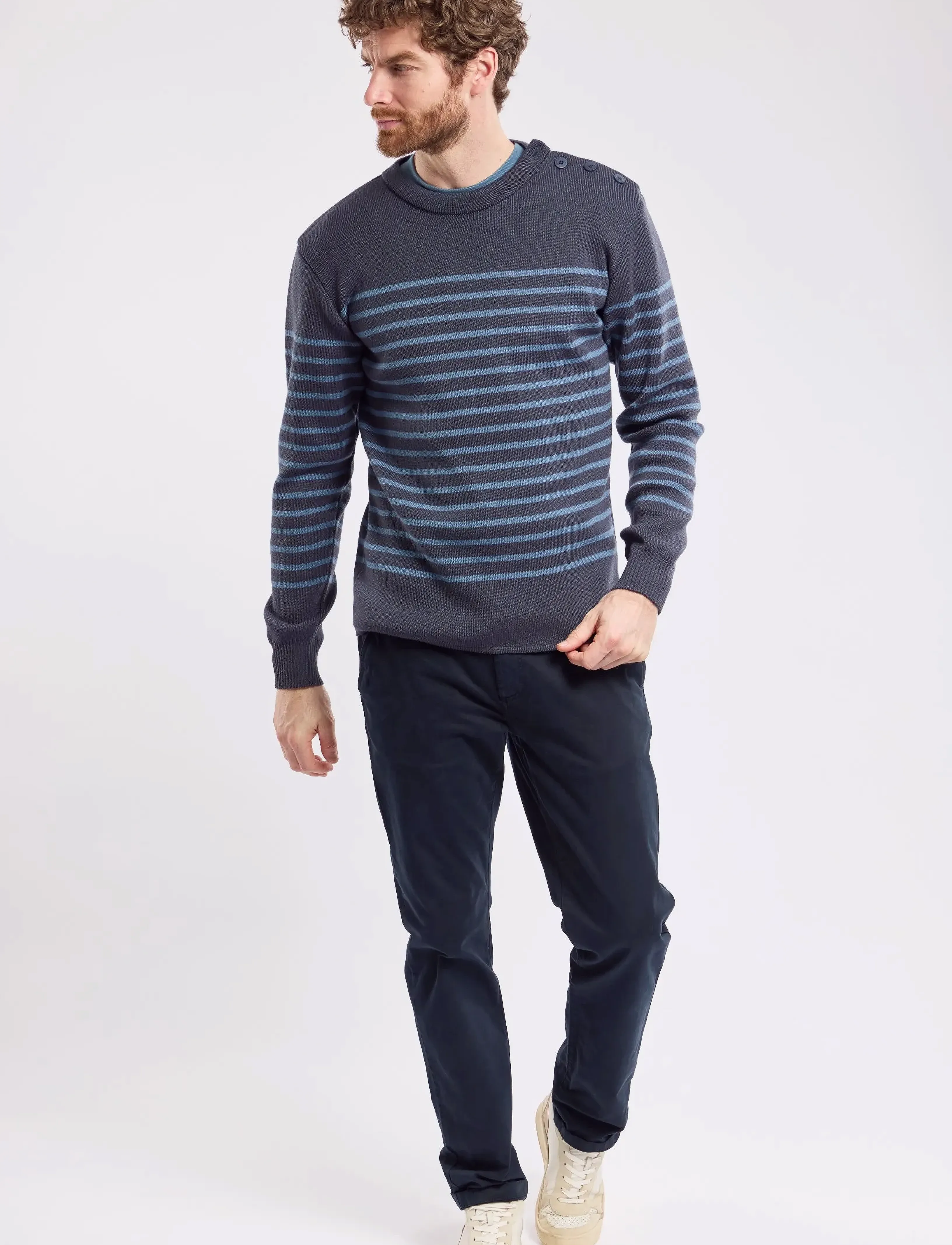 Armor Lux - Mariner Sweater "Molène" - kringlótt hálsmál  - tornade/bluefin - 4