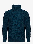Turtle neck Sweater Héritage - MOULINÉ BLEU GLACIAL