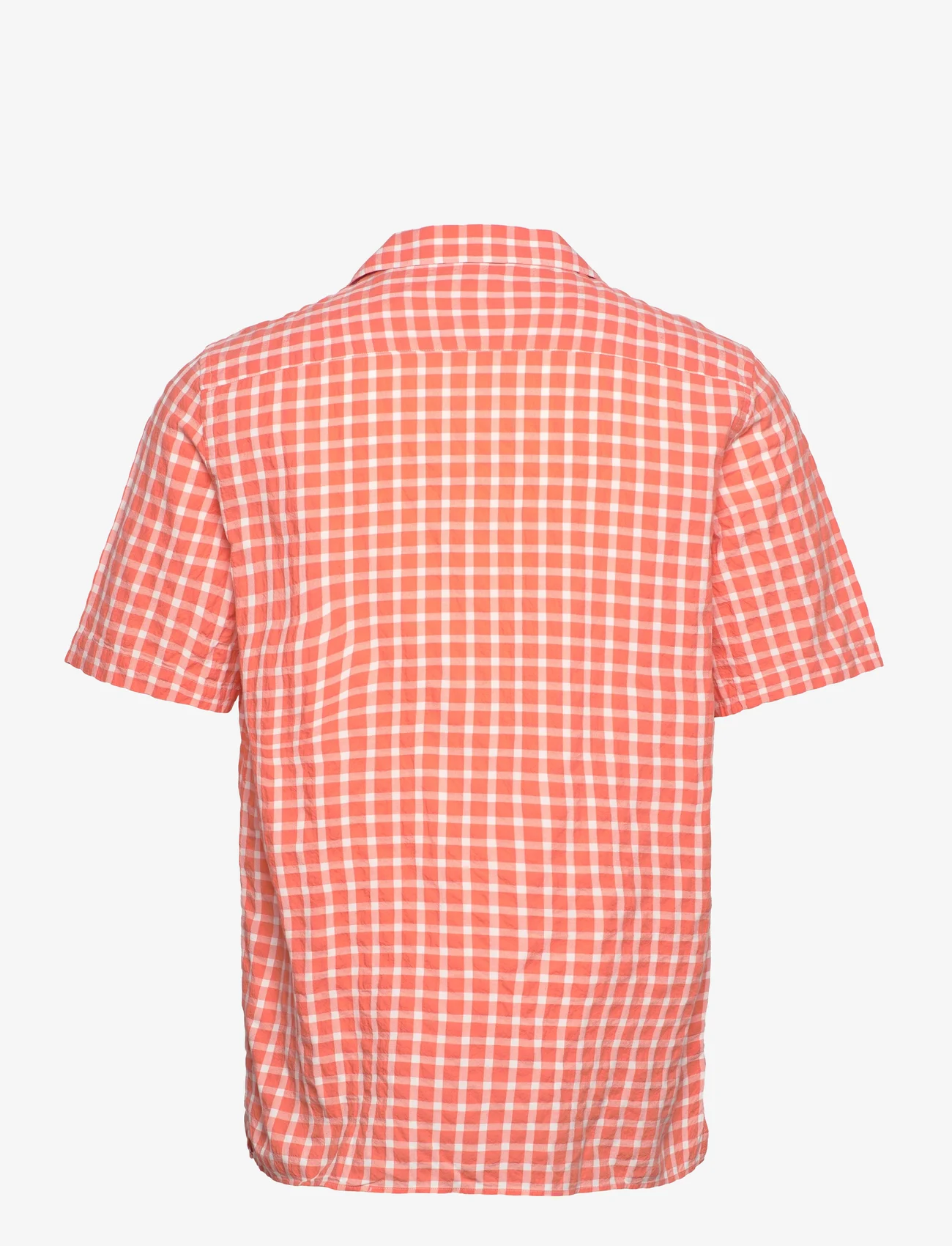 Armor Lux - Checked short-sleeved shirt - checkered shirts - carreaux coral - 1