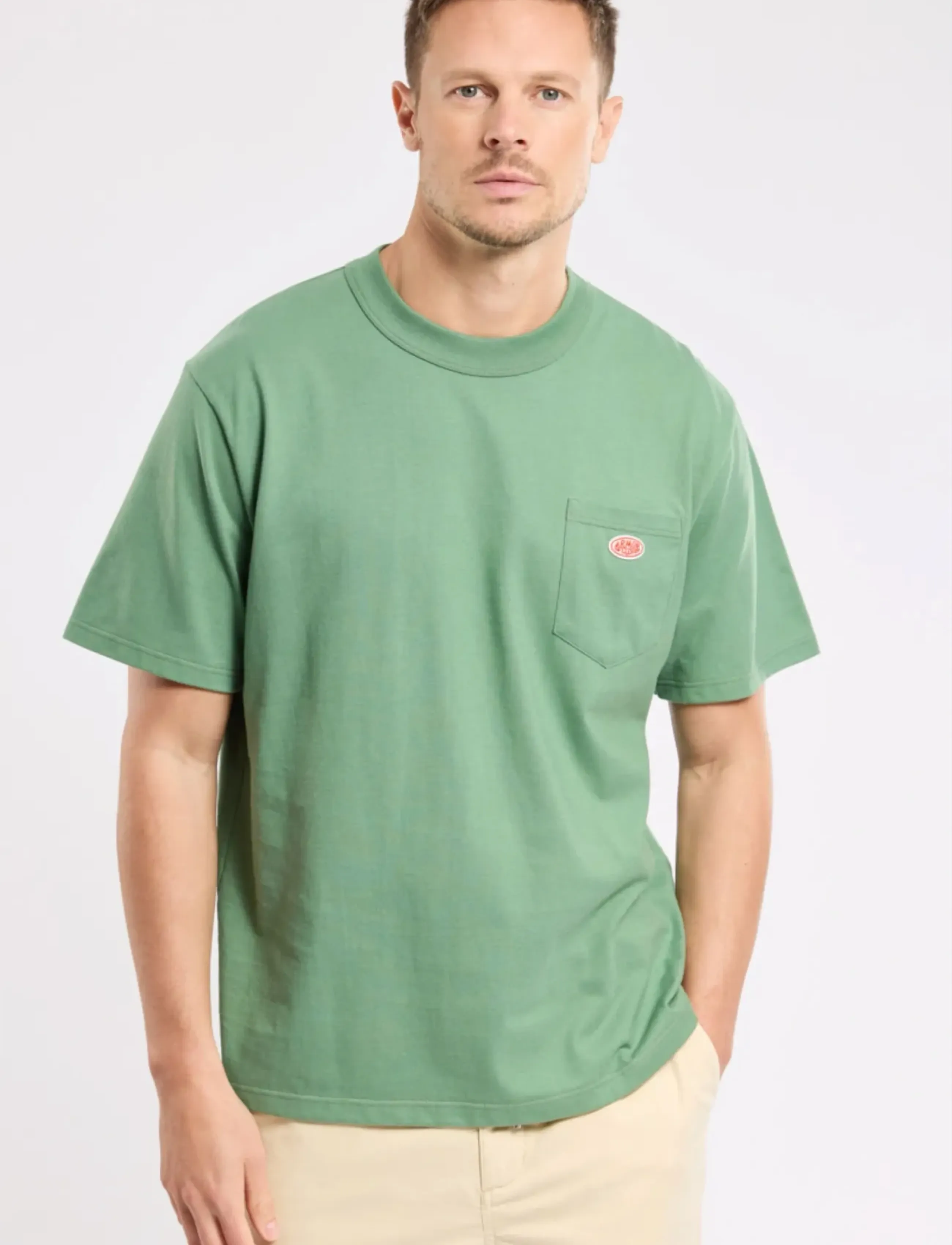 Armor Lux Basic Pocket T-Shirt Héritage, L, Green, T-Shirts > Kortærmede, Herre