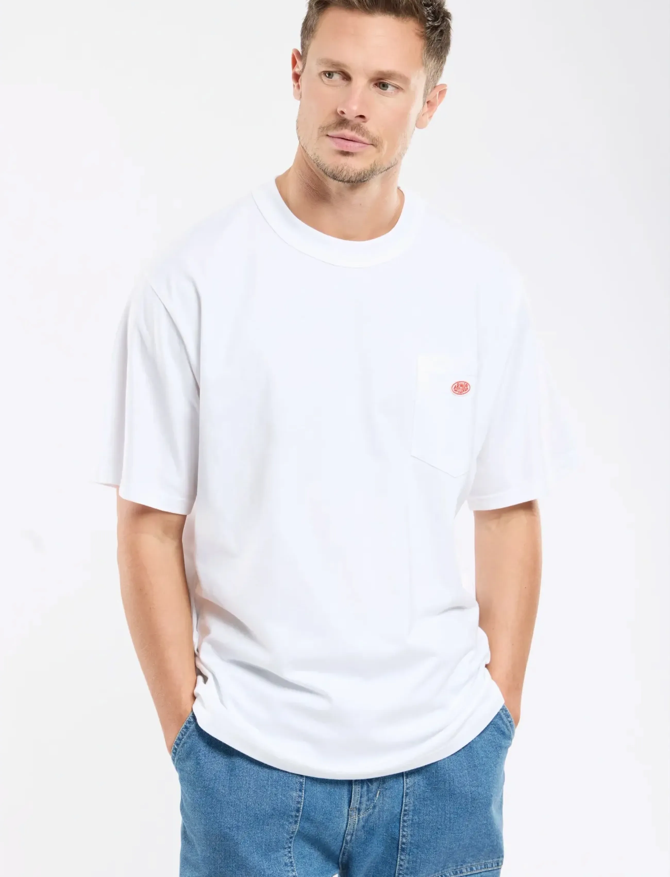 Armor Lux Basic Pocket T-Shirt Héritage, S, White, T-Shirts > Kortærmede, Herre